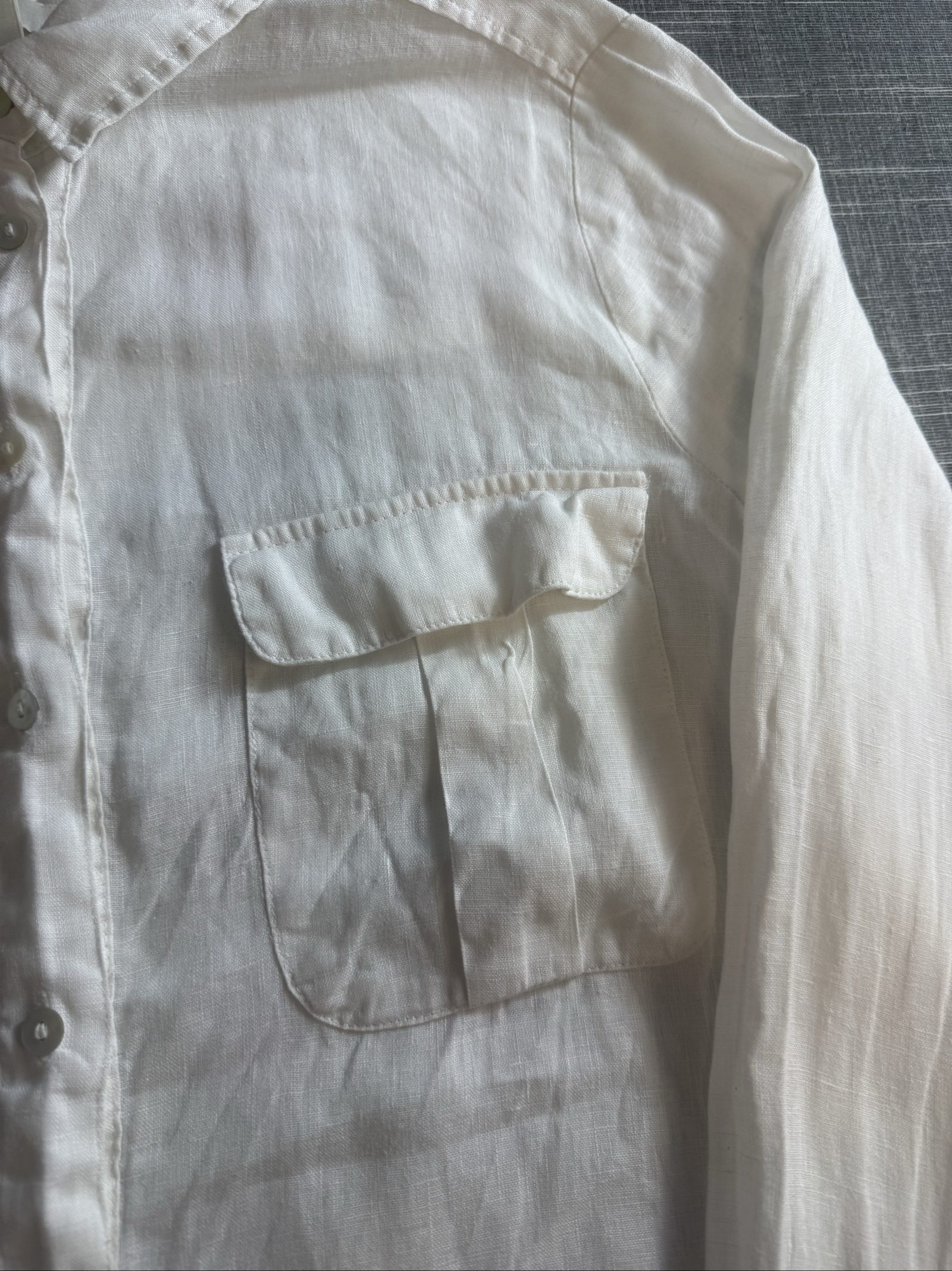 H&M Women’s Linen Shirt UK 8 White Long Sleeve Buttoned image 4