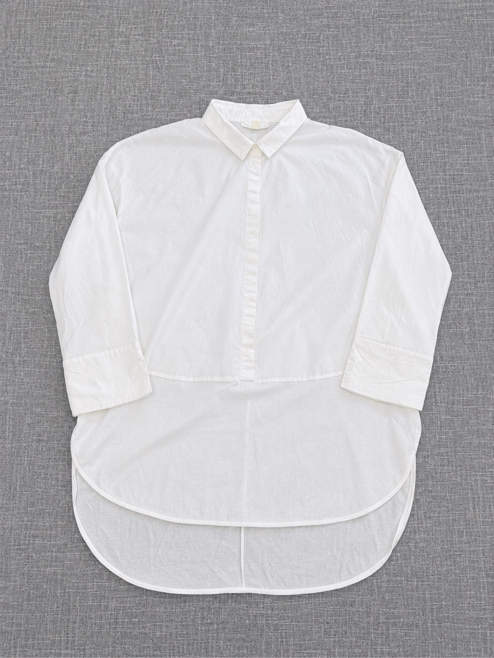 COS Women’s White Cotton Longline Shirt XS Lightweight Button-Up