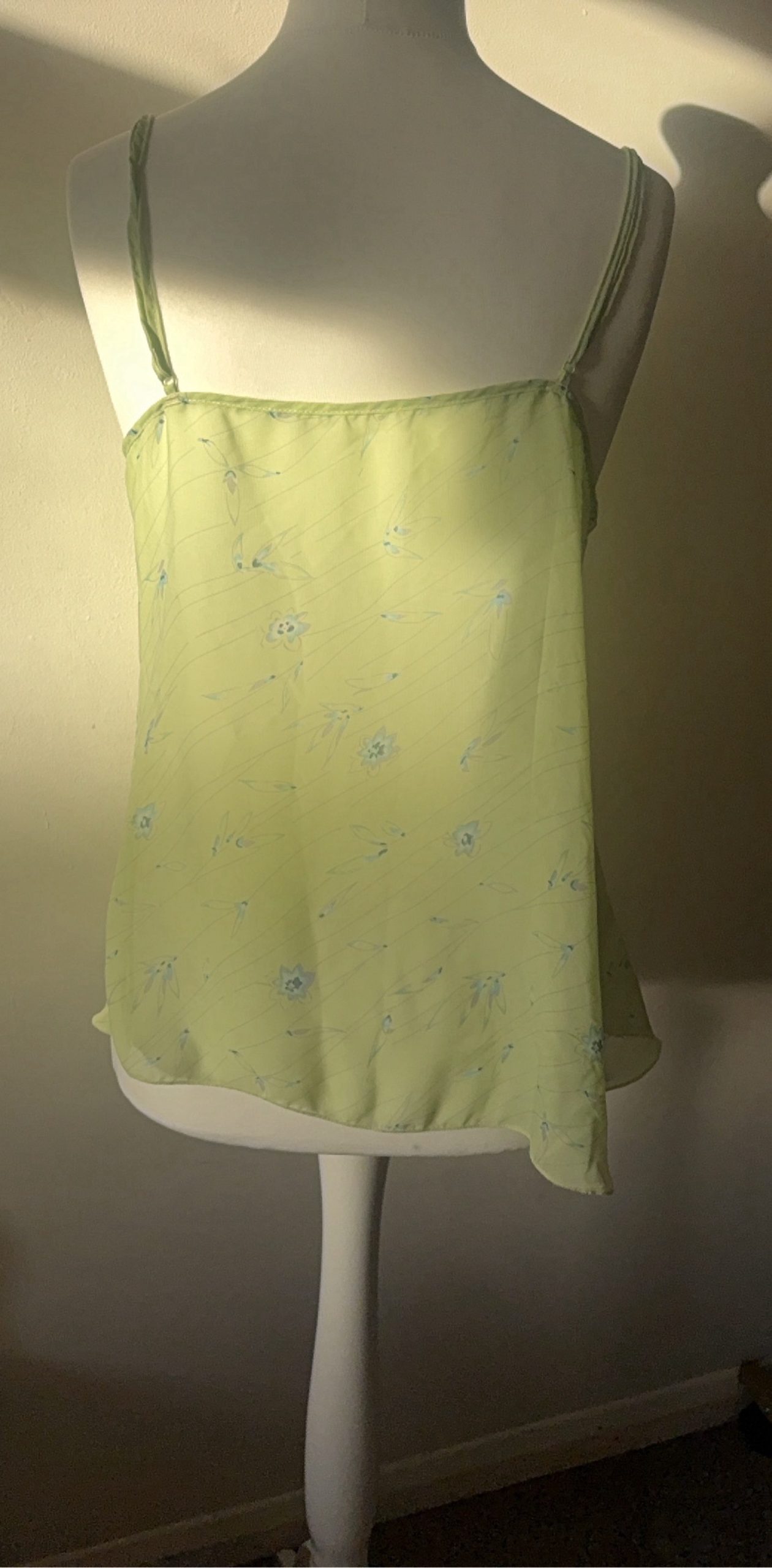Vintage Pale Green Floral Spaghetti Strap Camisole Top Medium image 4