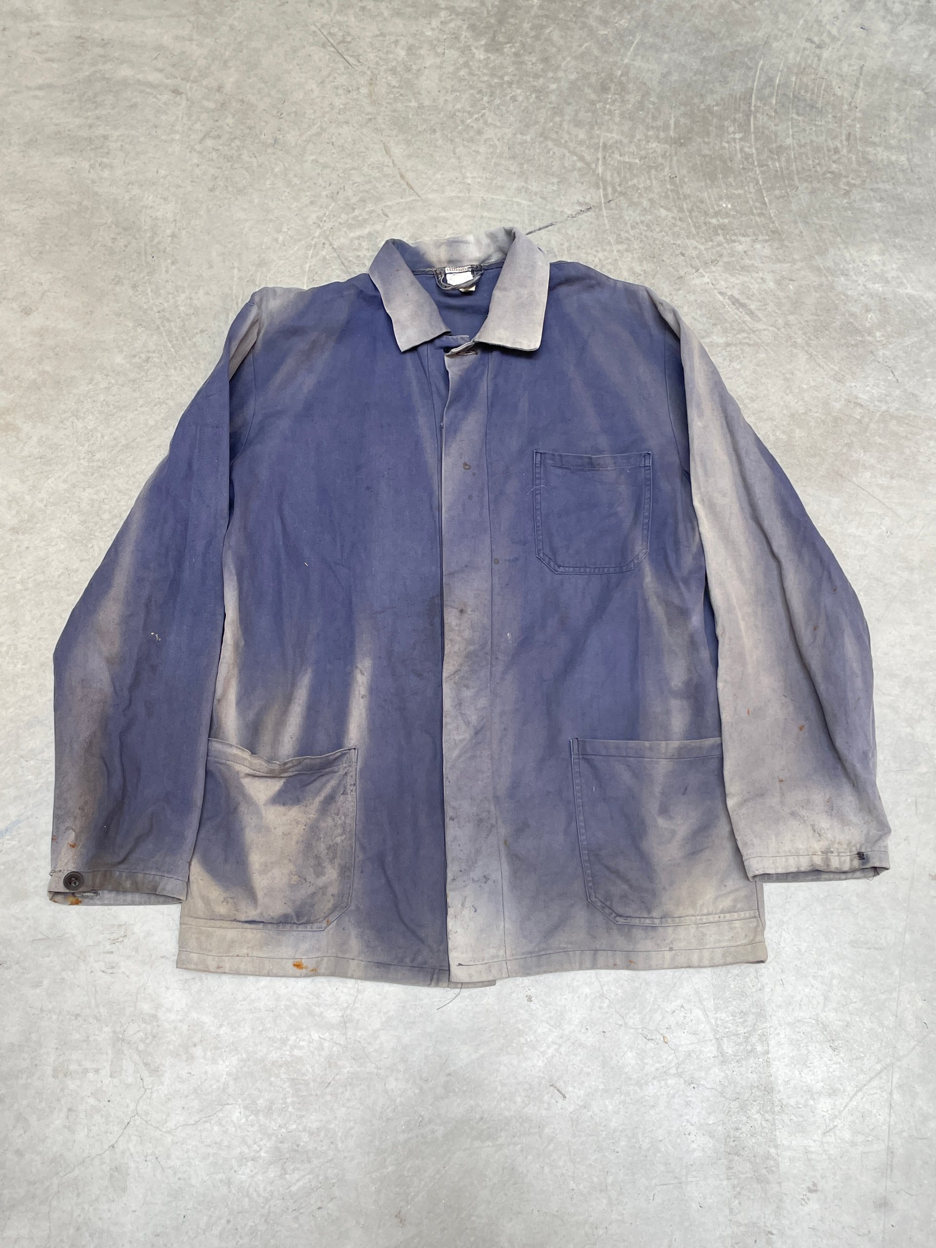 Rare 50s naturaly Sunfaded workwear chore coat / railroad jacket size elongated XL image 2