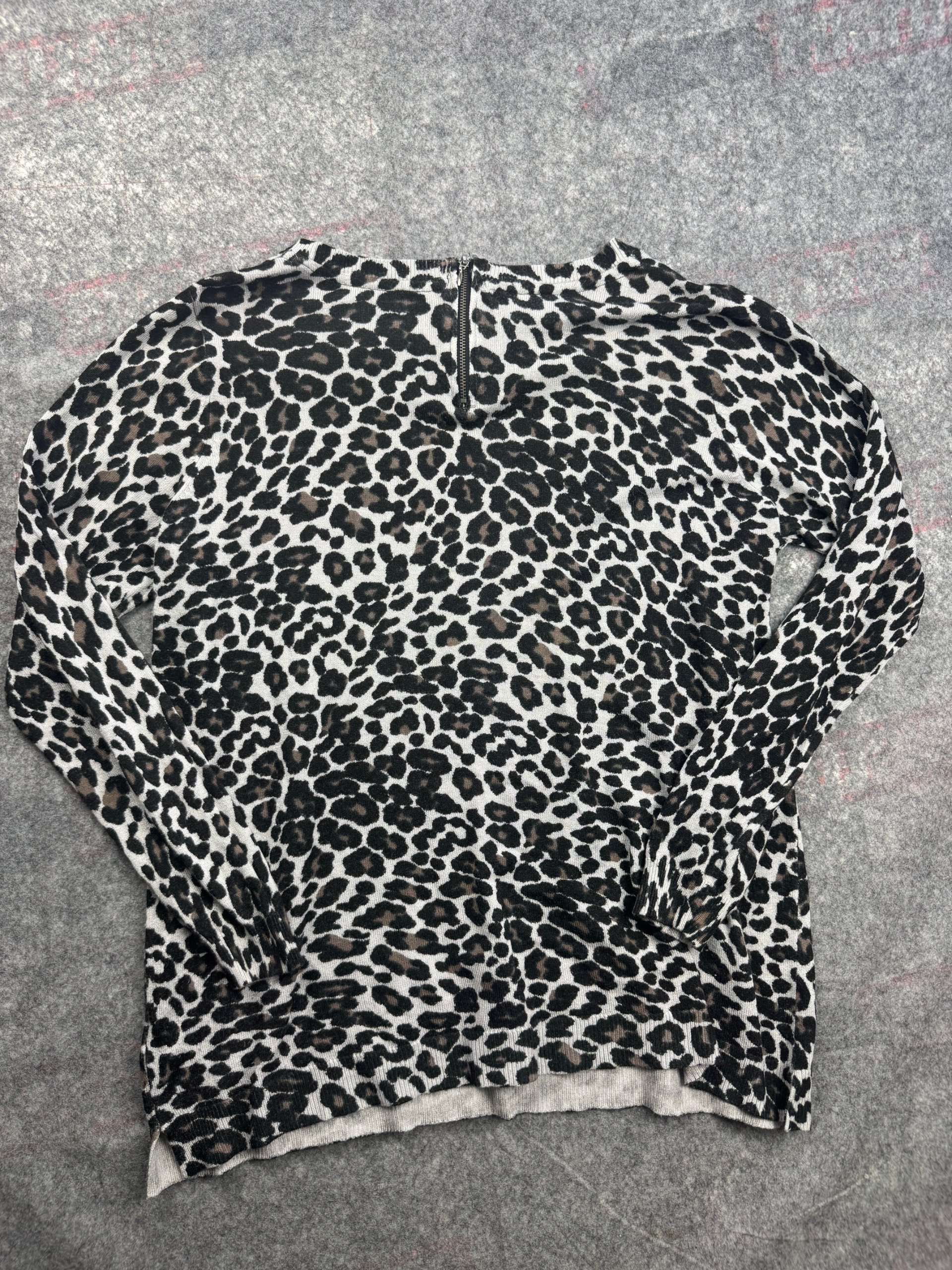 Anthology Grey Black & Brown Leopard Knit Top UK 16/18 image 4