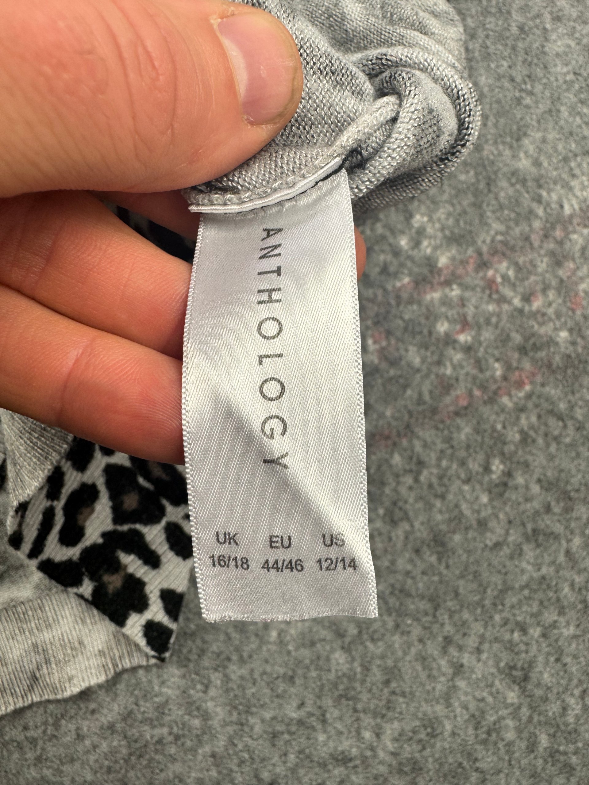 Anthology Grey Black & Brown Leopard Knit Top UK 16/18 image 5