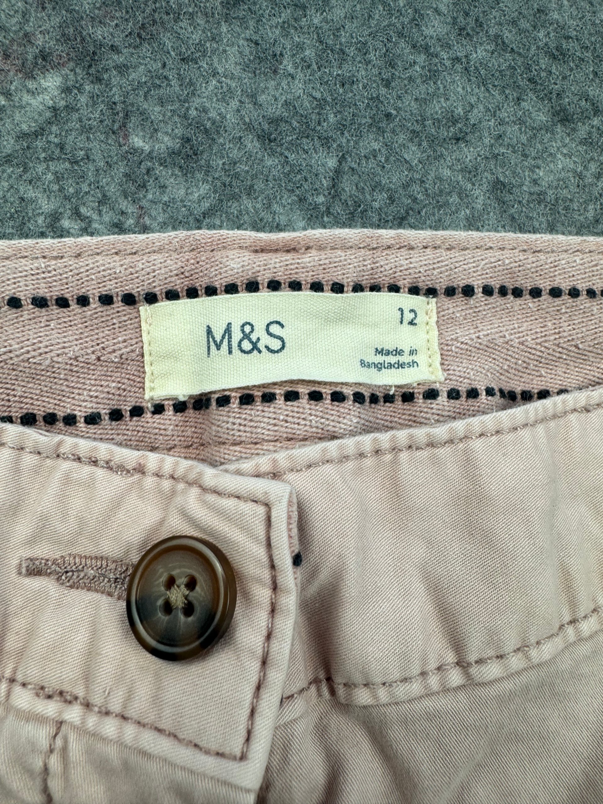 M&S Dusted Pink Chino Shorts UK 12 Short Length image 3