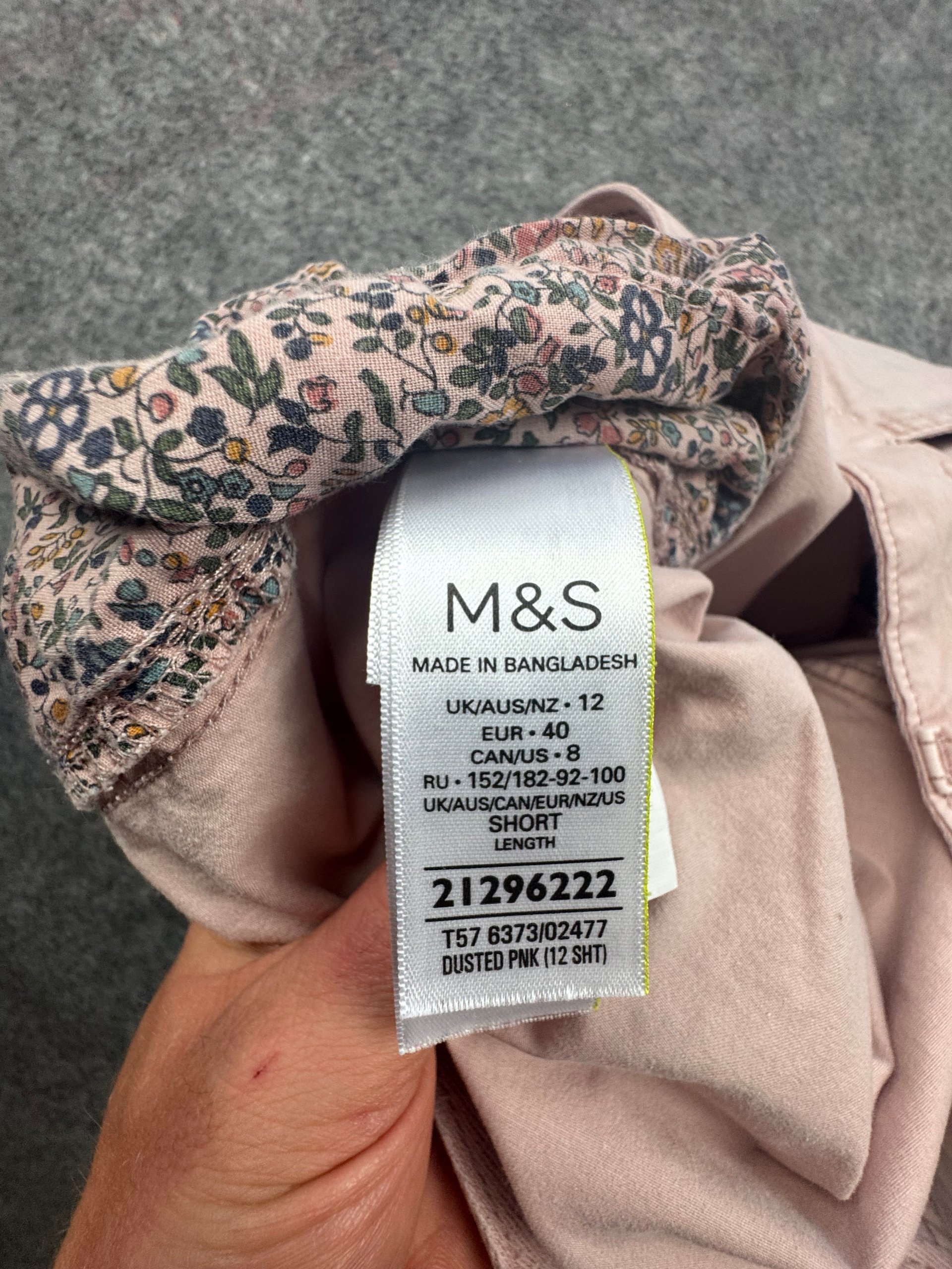 M&S Dusted Pink Chino Shorts UK 12 Short Length image 4