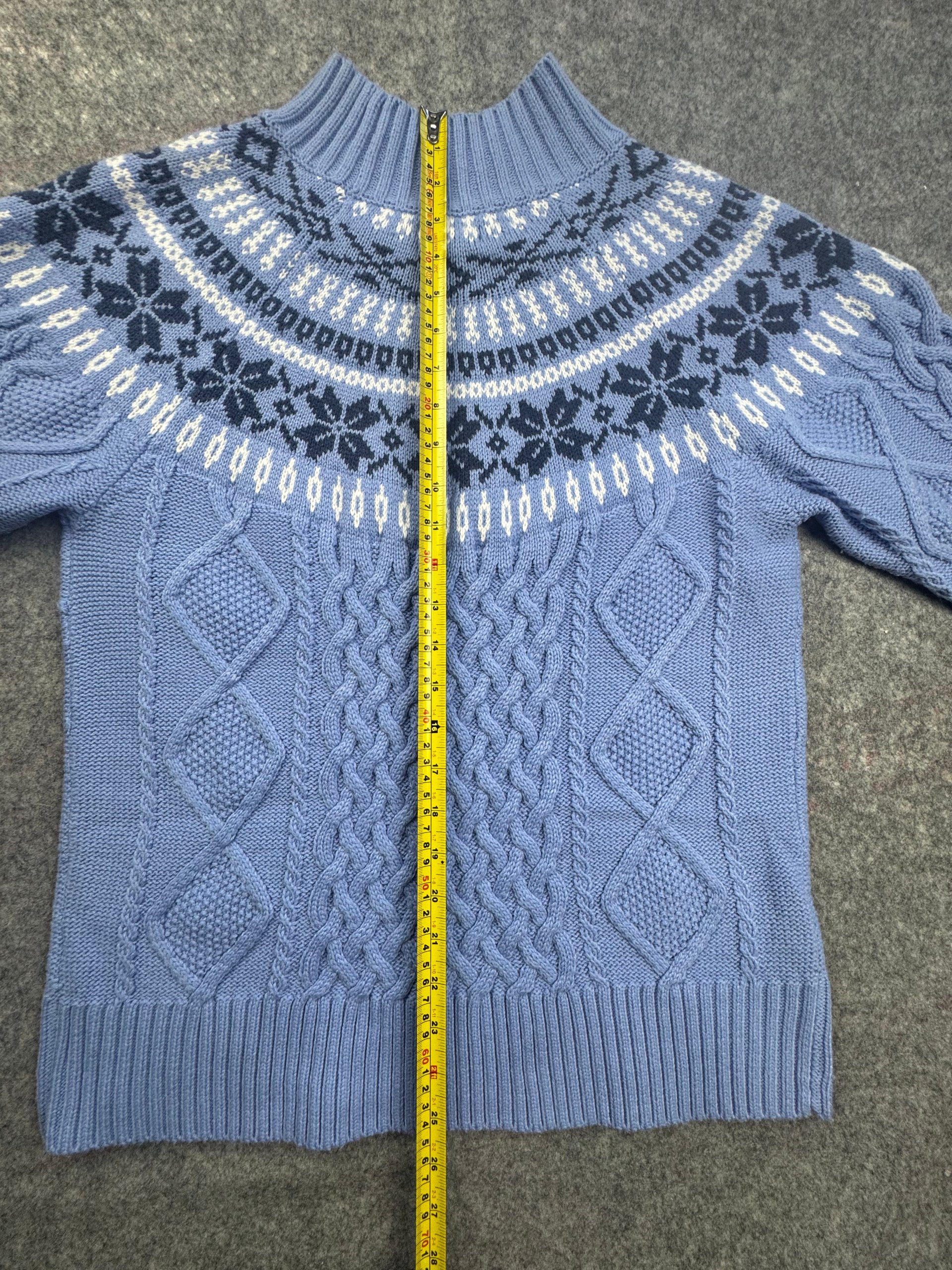 Cotton Traders Blue Fair Isle Cable Knit Jumper Women’s UK 14 image 4