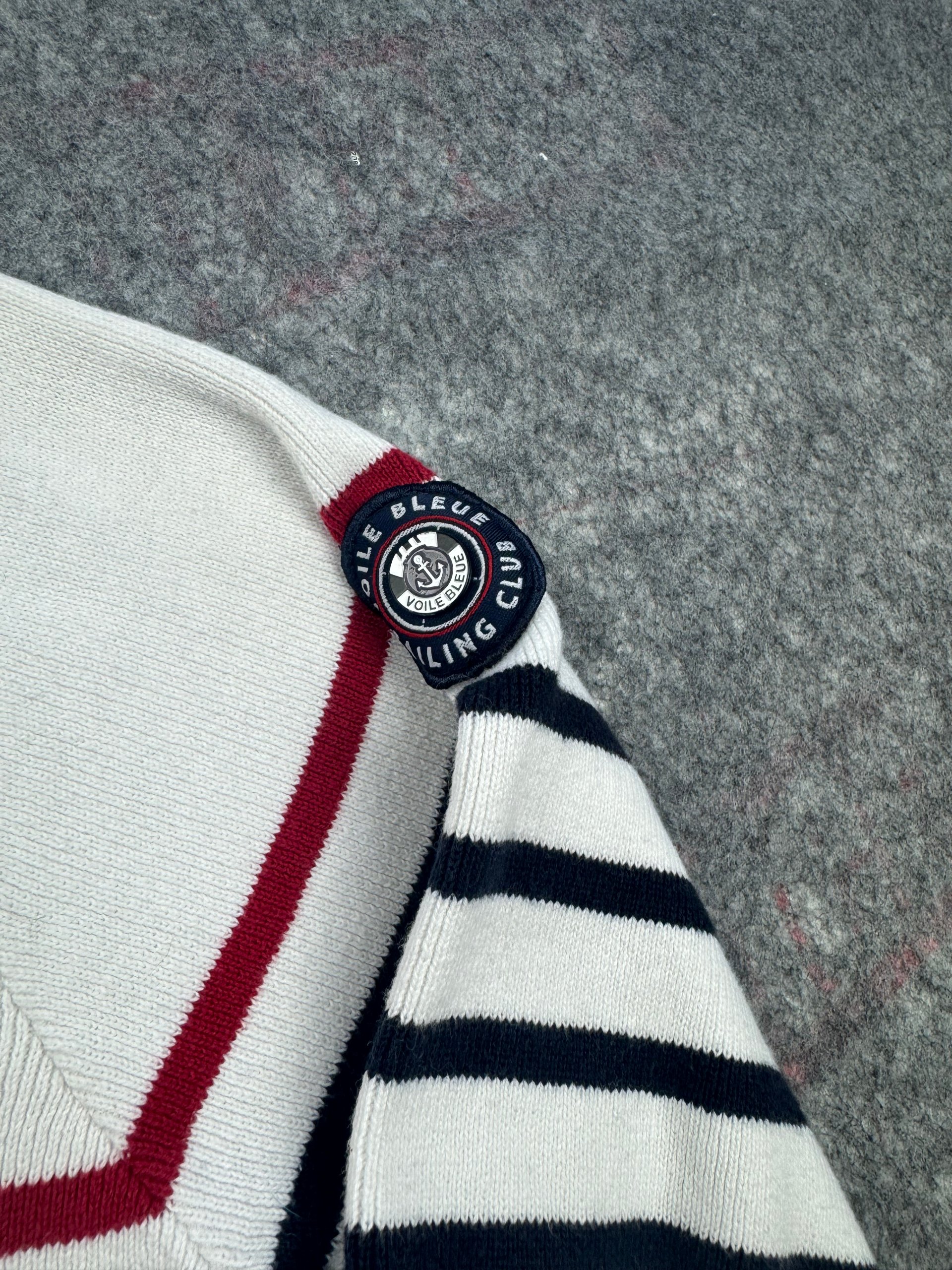 Voile Bleue White, Navy & Red Breton Stripe Sweater Large image 3