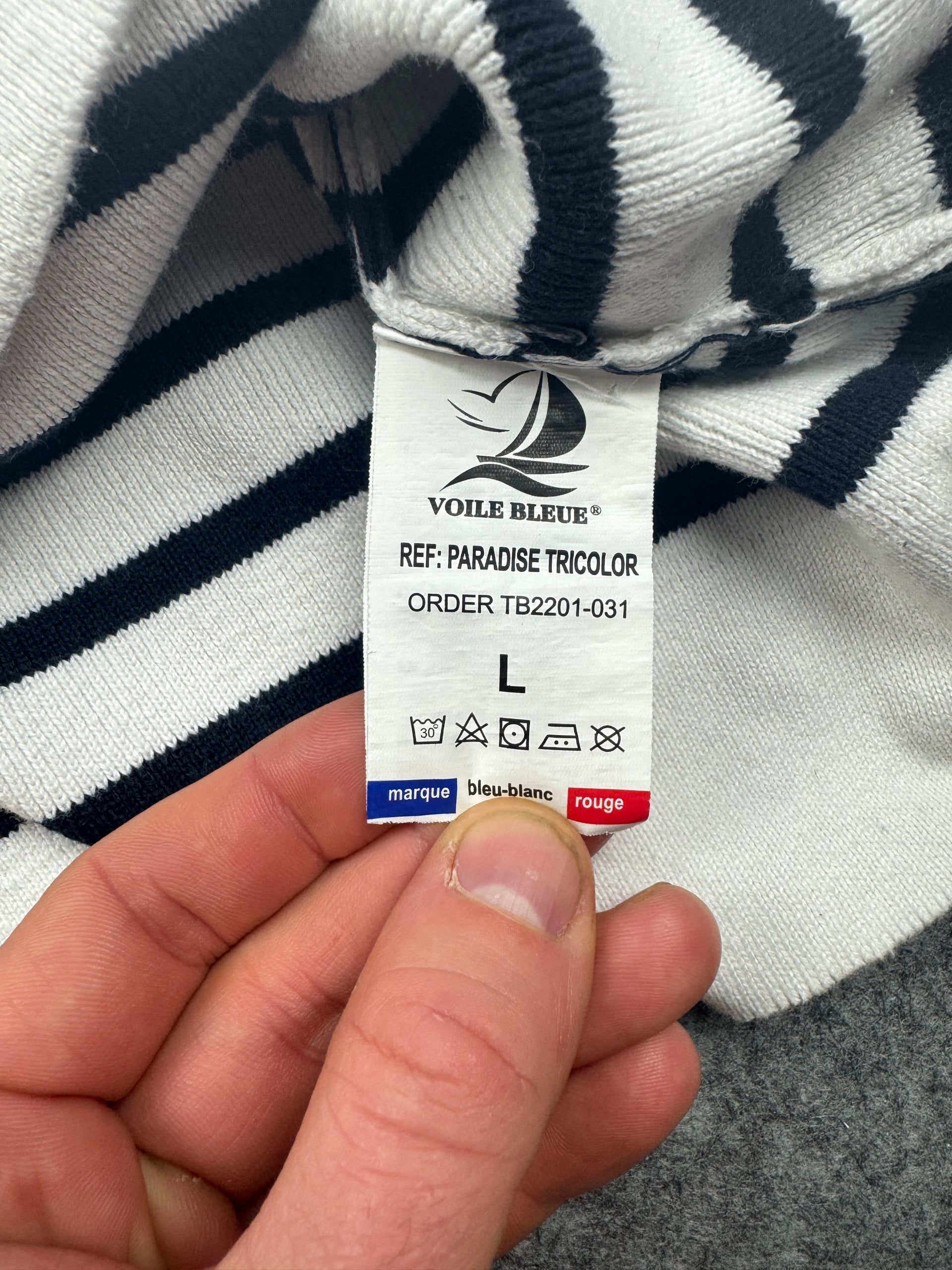 Voile Bleue White, Navy & Red Breton Stripe Sweater Large image 5