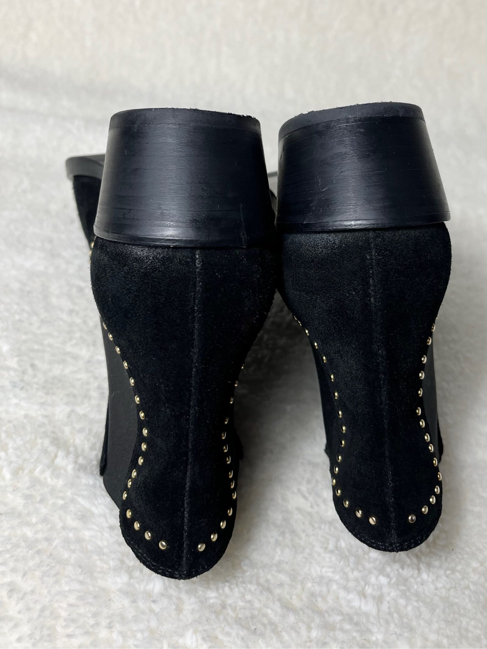 Janet & Janet Black Studded Suede Western Boots Biker Stiefel Echtleder EU 38 image 6