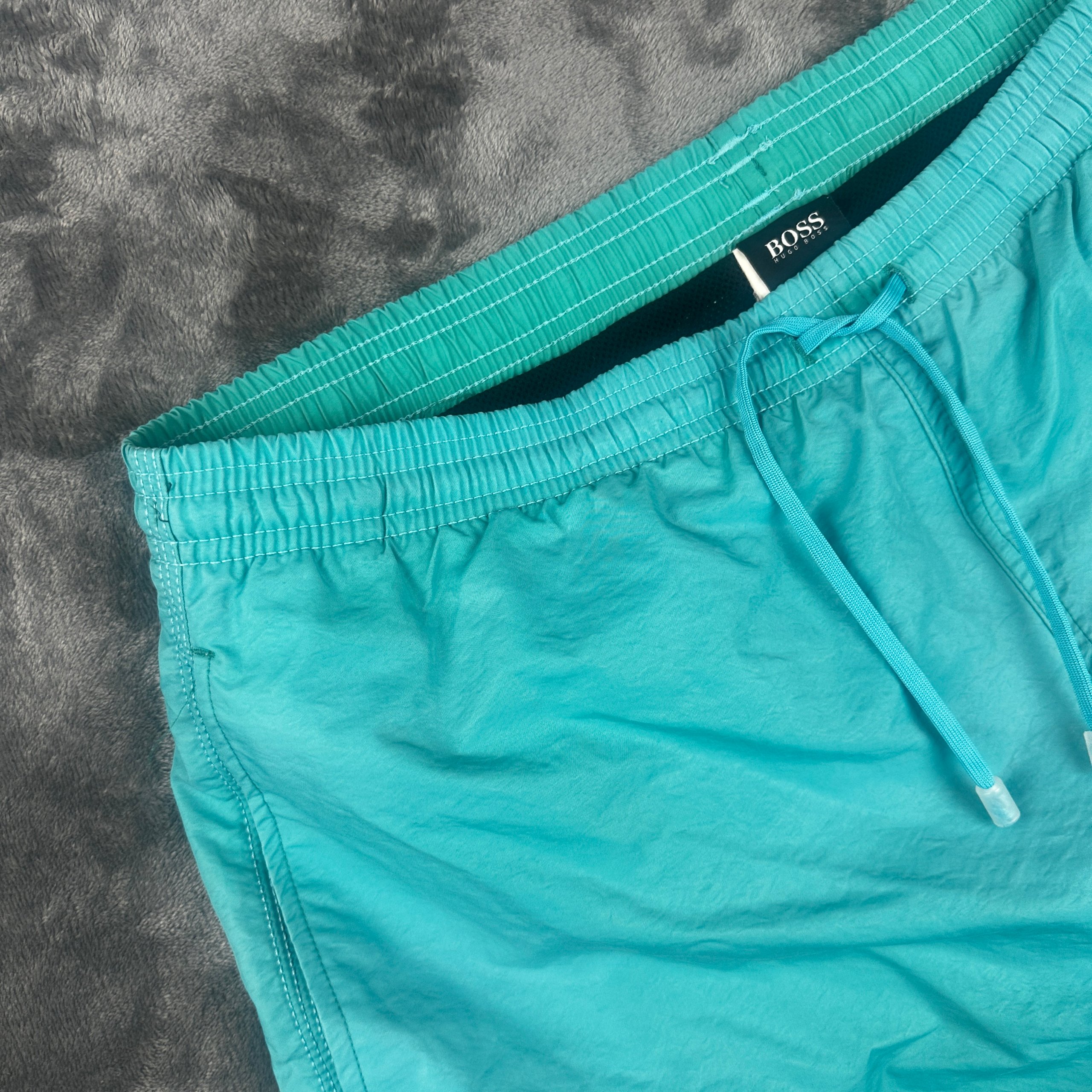 Hugo Boss Men's Turquoise Swim Shorts Drawstring Waist Size M image 2