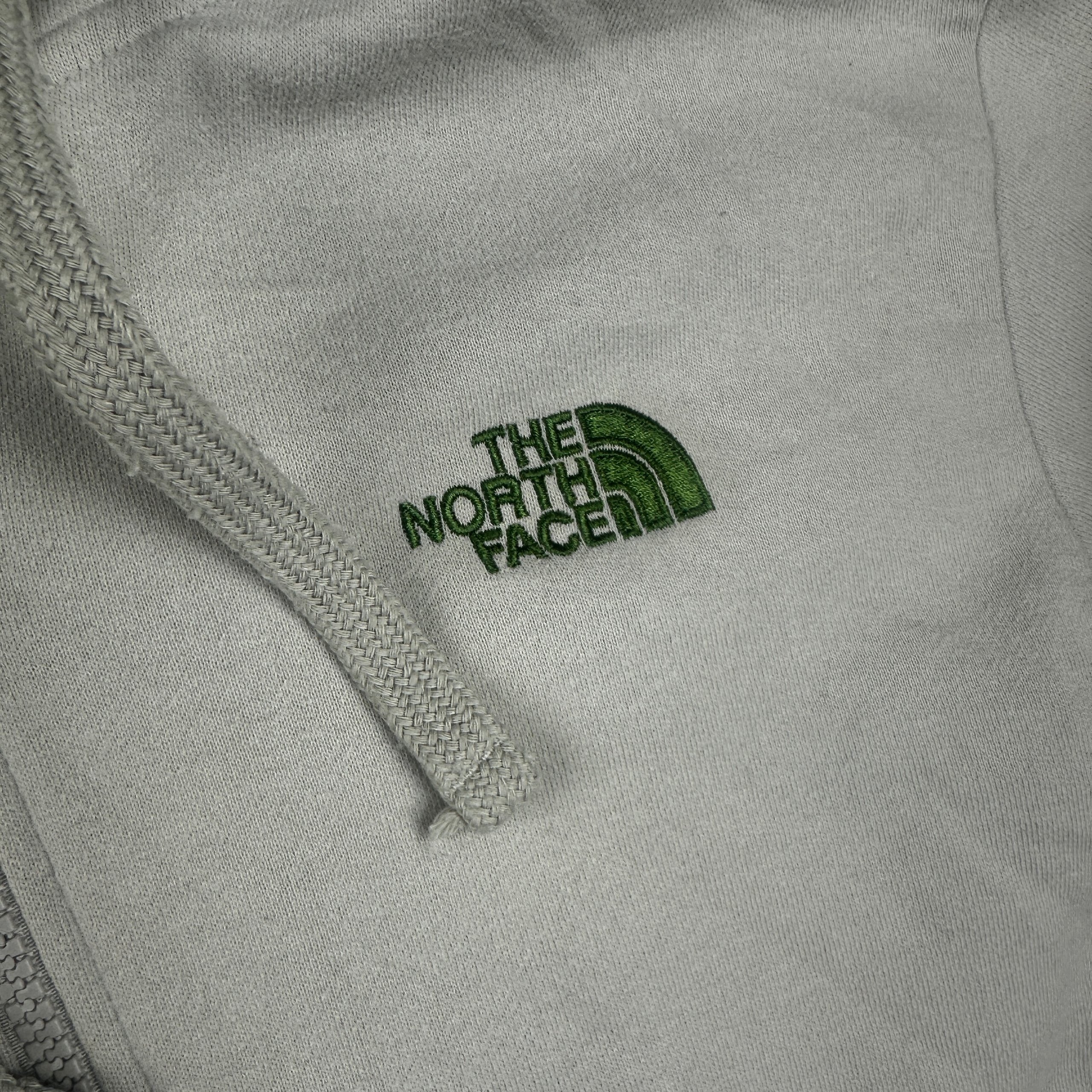 The North Face White Full Zip Hoodie Green Logo TNF Size M image 2
