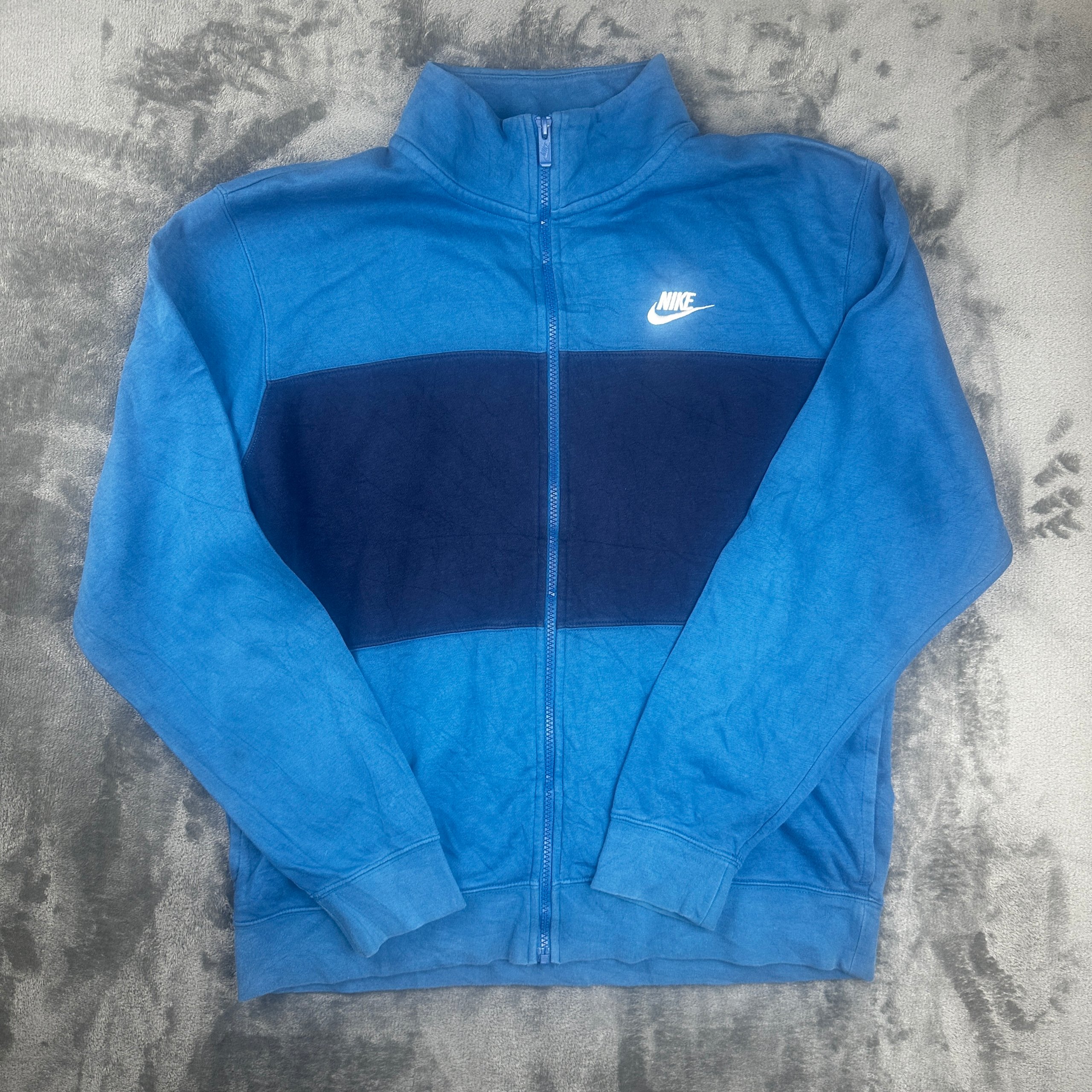 Nike Colourblock Full Zip Track Jacket Blue Navy Mens M
