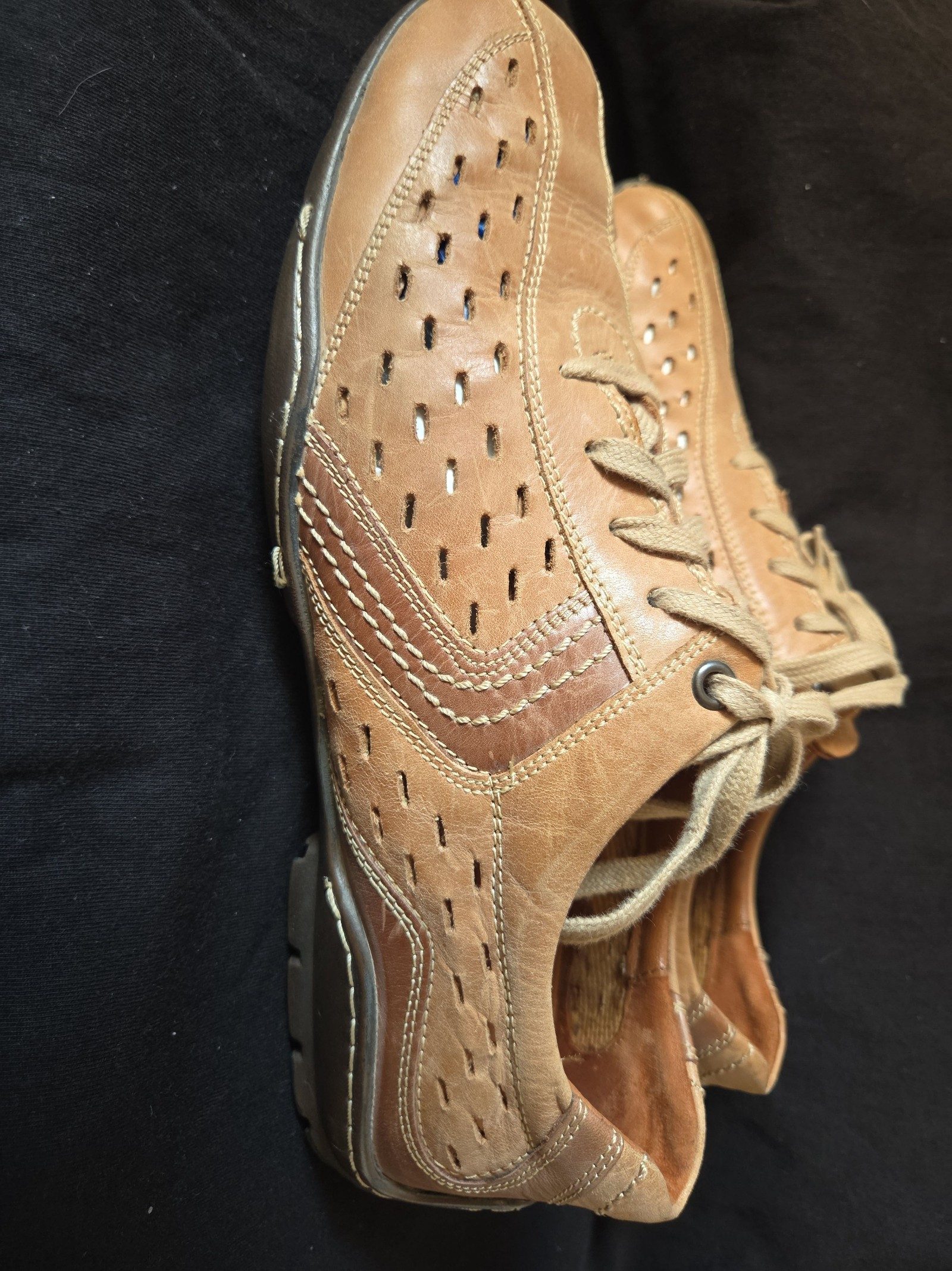 Brown Leather Casual Lace-Up Shoes Size Other