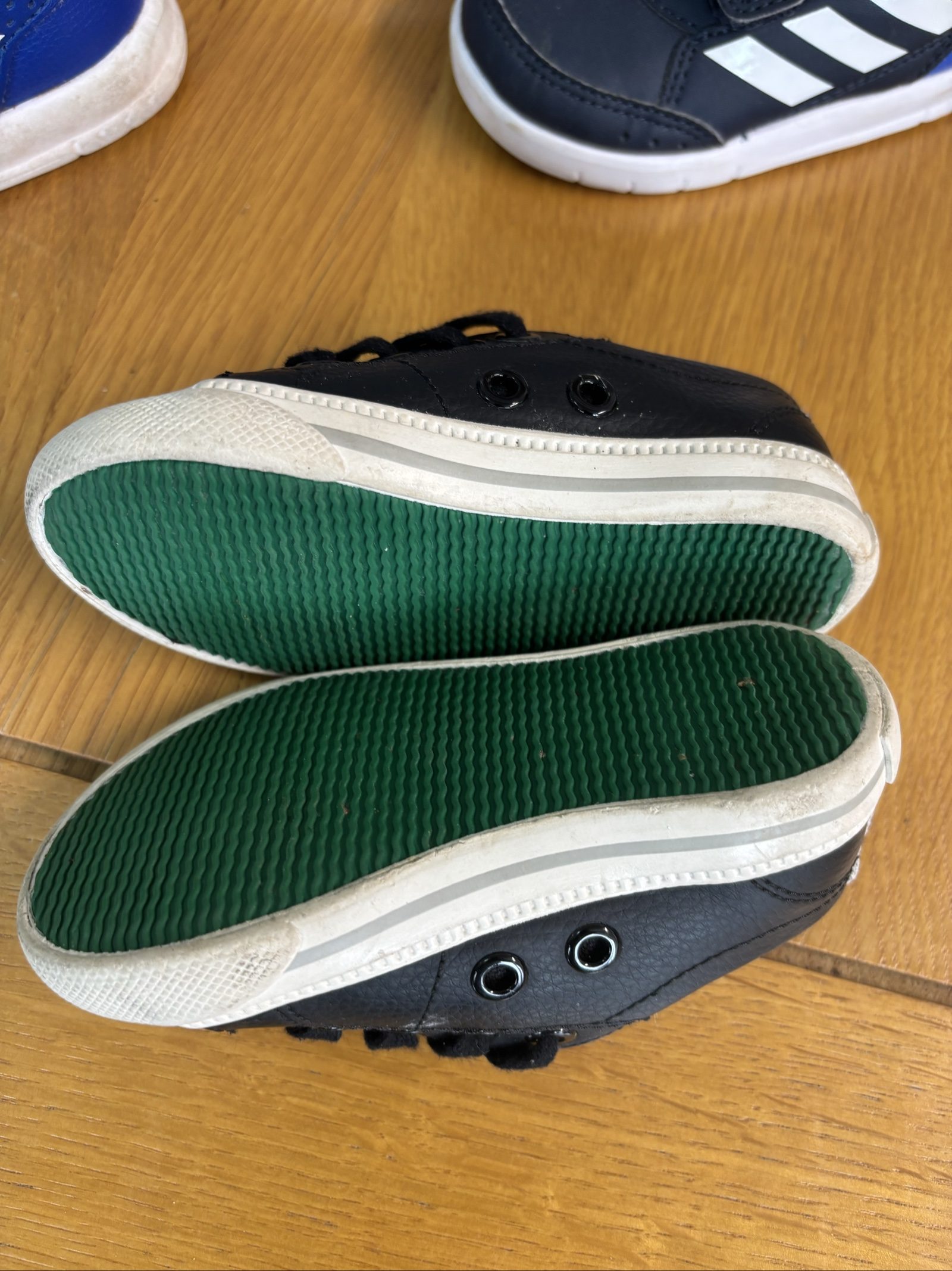 Adidas Blue Kids' Velcro Trainers Size 4 + Lacoste Black image 3