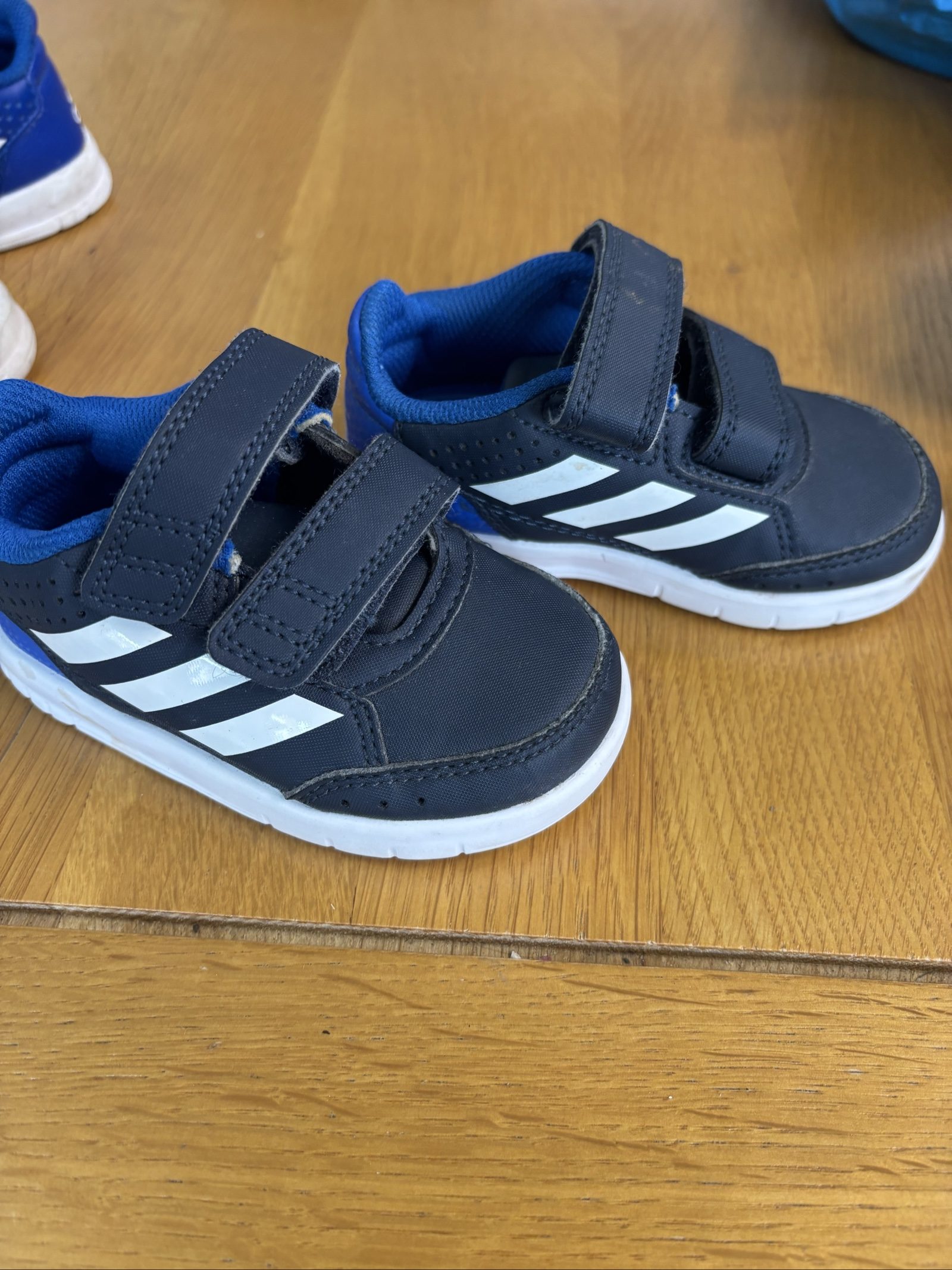 Adidas Blue Kids' Velcro Trainers Size 4 + Lacoste Black image 5
