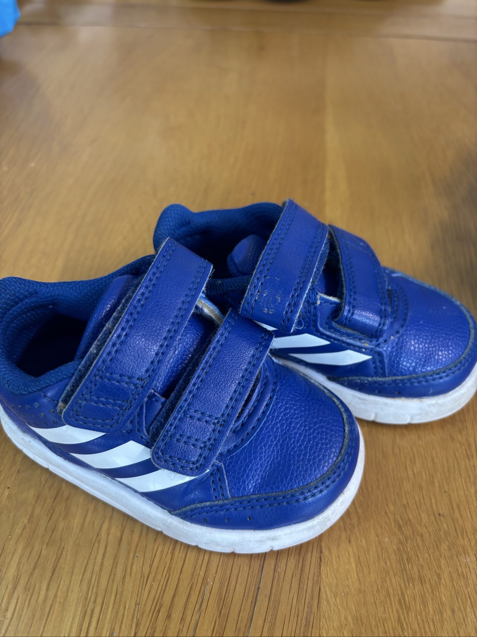 Adidas Blue Kids' Velcro Trainers Size 4 + Lacoste Black image 6
