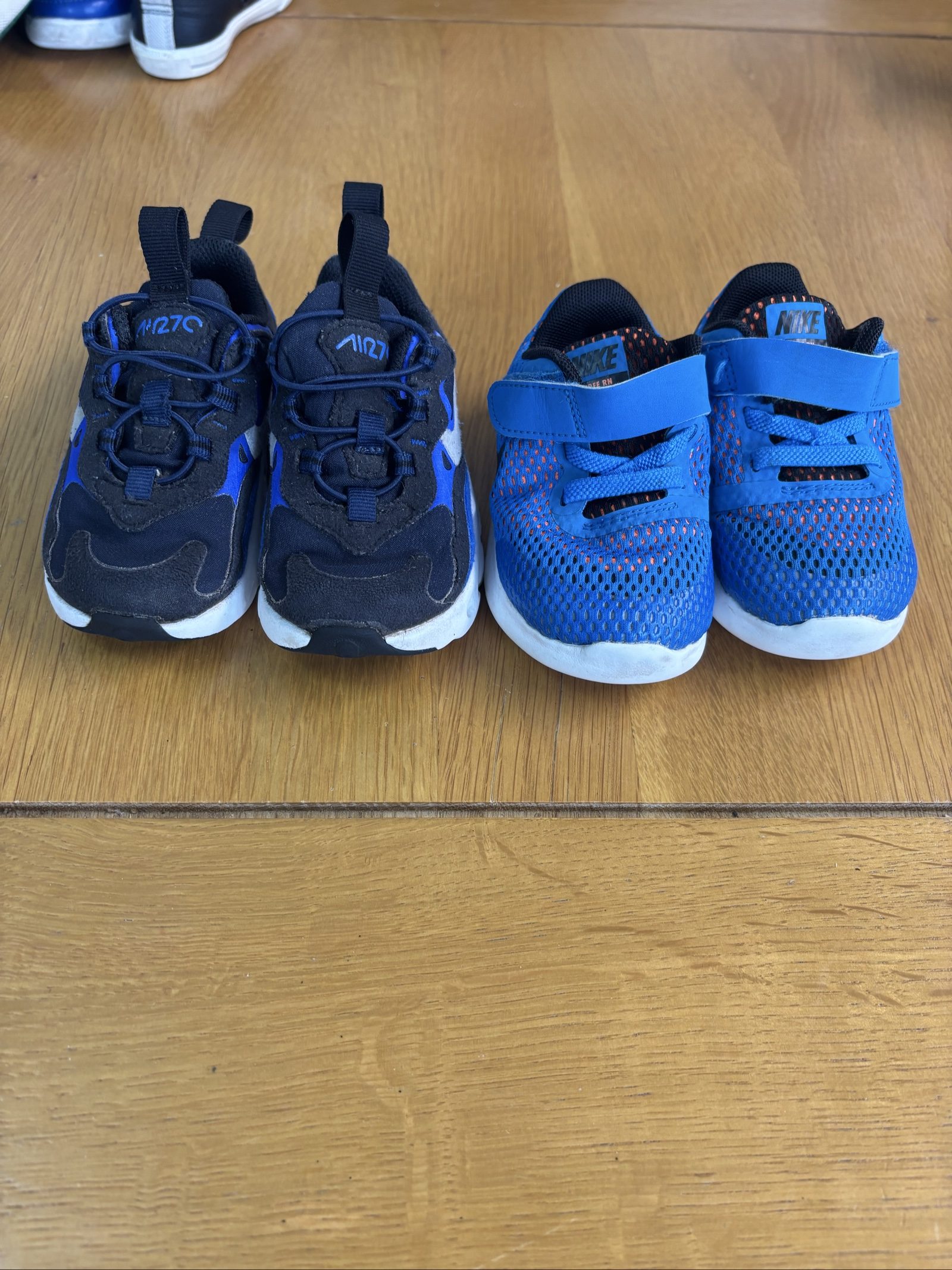Nike Kids Blue & Black Trainers Size 4.5 Dual Pair
