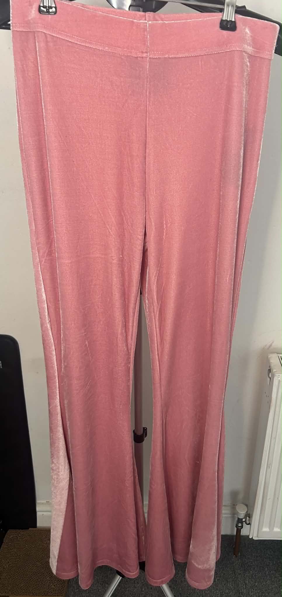 Killstar Pink Velvet Flared Trousers Small