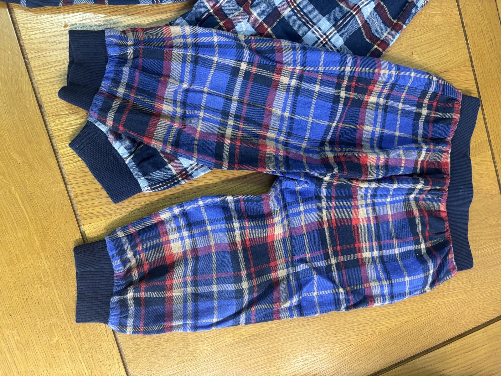 Next Boys Multi Blue & Navy Checked pyjama bottoms image 2