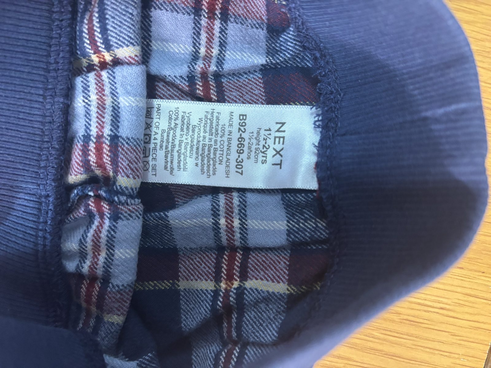 Next Boys Multi Blue & Navy Checked pyjama bottoms image 4