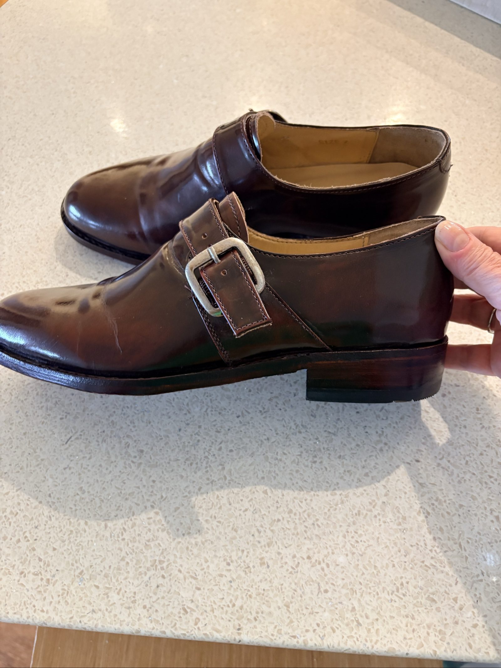 Samuel Windsor Brown Leather Handmade Monk Strap Shoes UK 7 image 3