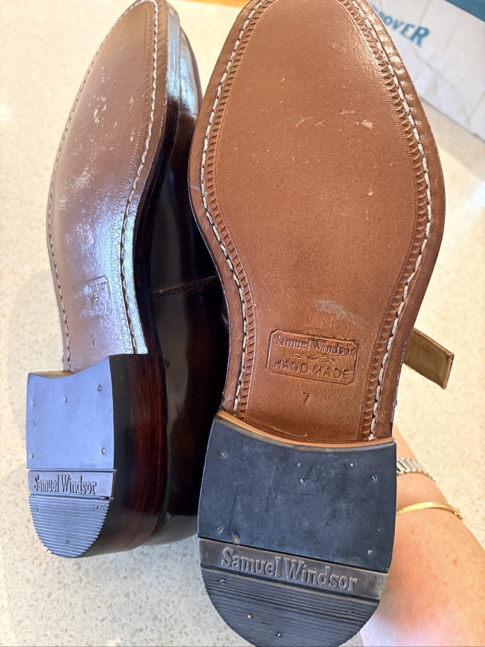 Samuel Windsor Brown Leather Handmade Monk Strap Shoes UK 7 image 8