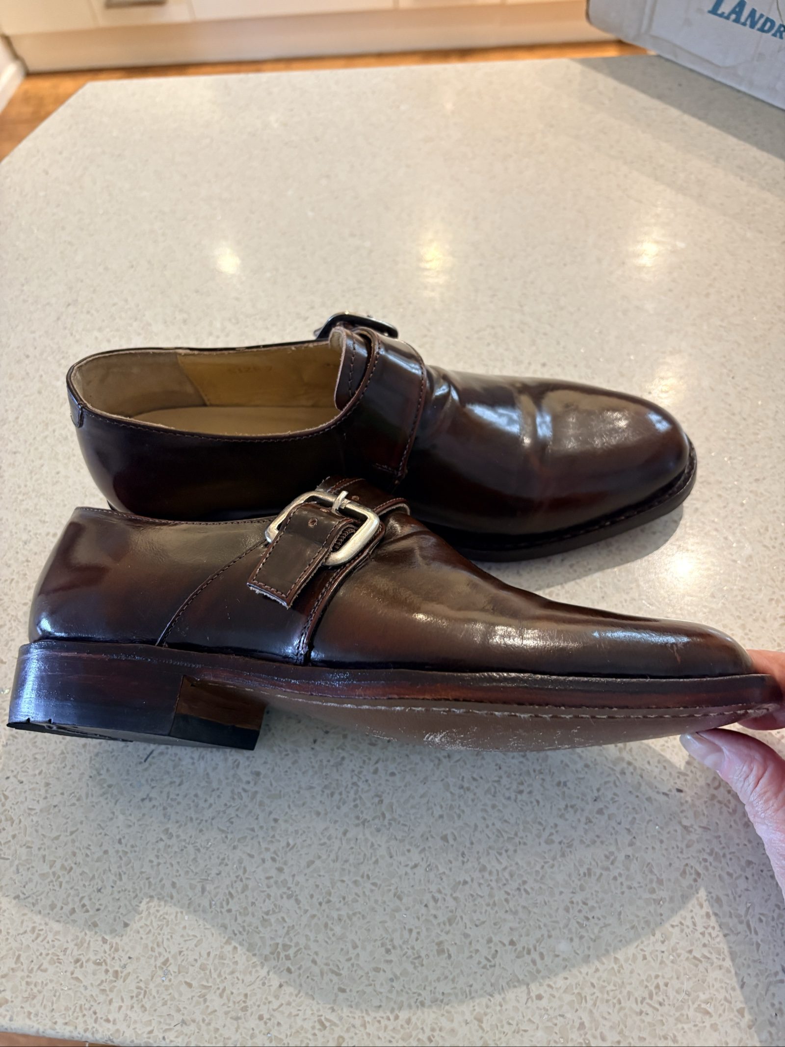 Samuel Windsor Brown Leather Monk Strap Shoes UK 7 Handmade image 2