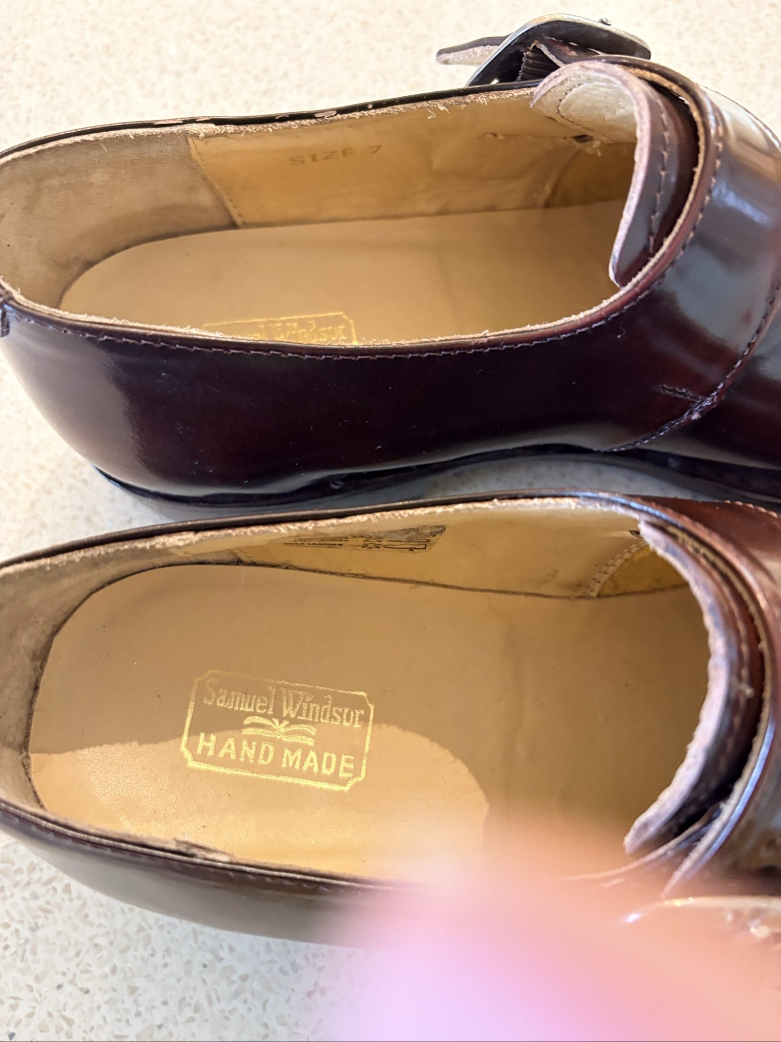 Samuel Windsor Brown Leather Monk Strap Shoes UK 7 Handmade image 5
