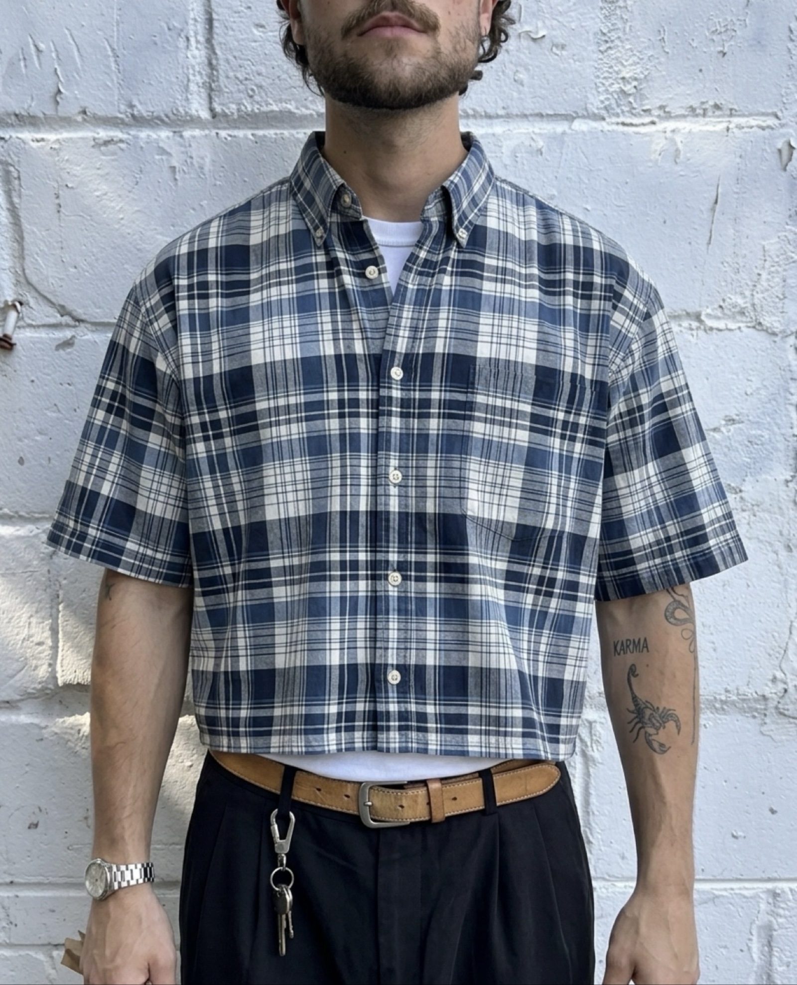 George Blue & White Check Relaxed Shirt XL image 8