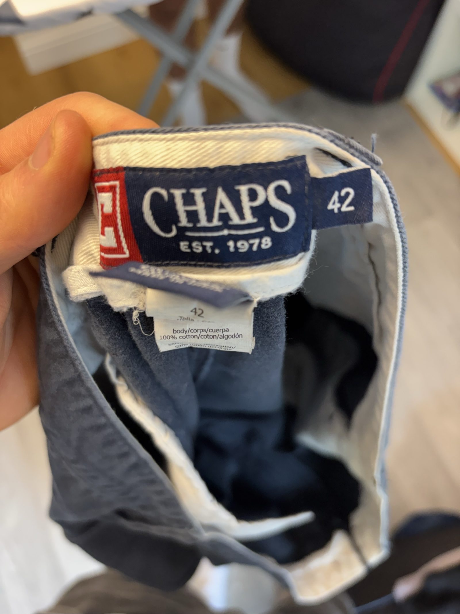 Chaps Navy Cotton Shorts 42 Relaxed Fit image 2