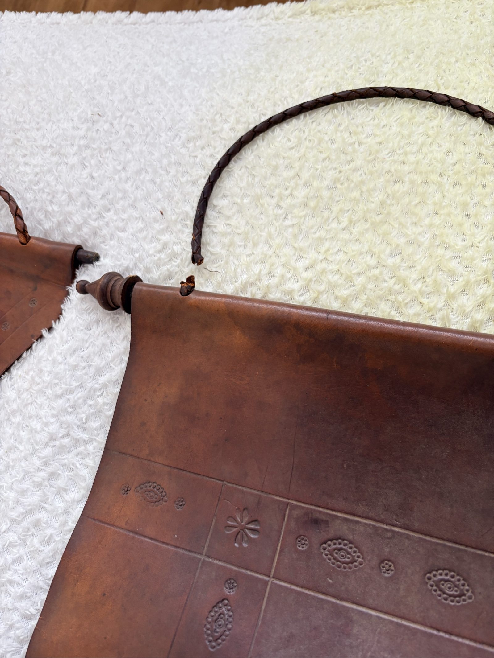 Vintage Brown Leather Heraldic Wall Hangings Set of 3 image 4