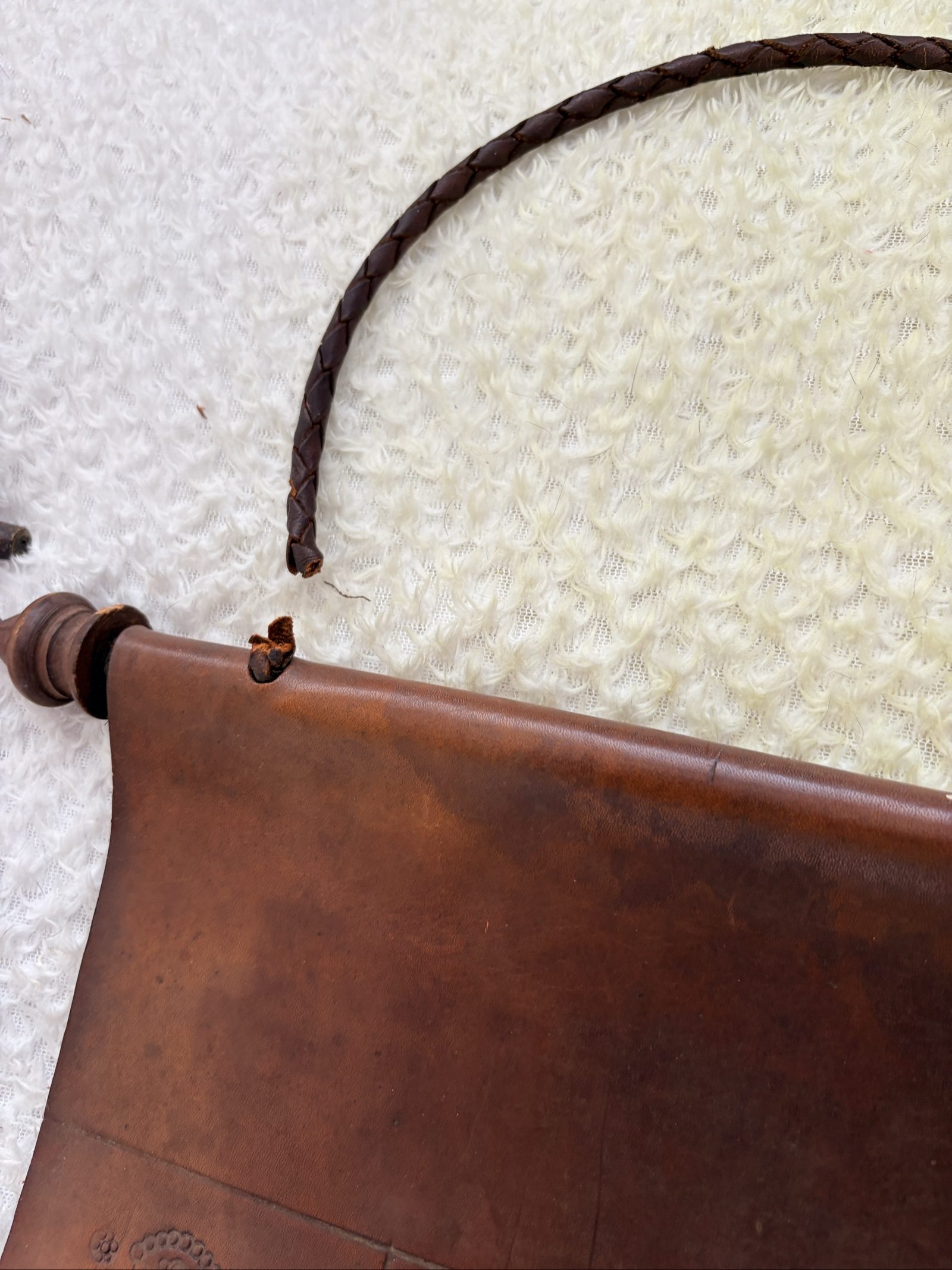 Vintage Brown Leather Heraldic Wall Hangings Set of 3 image 5