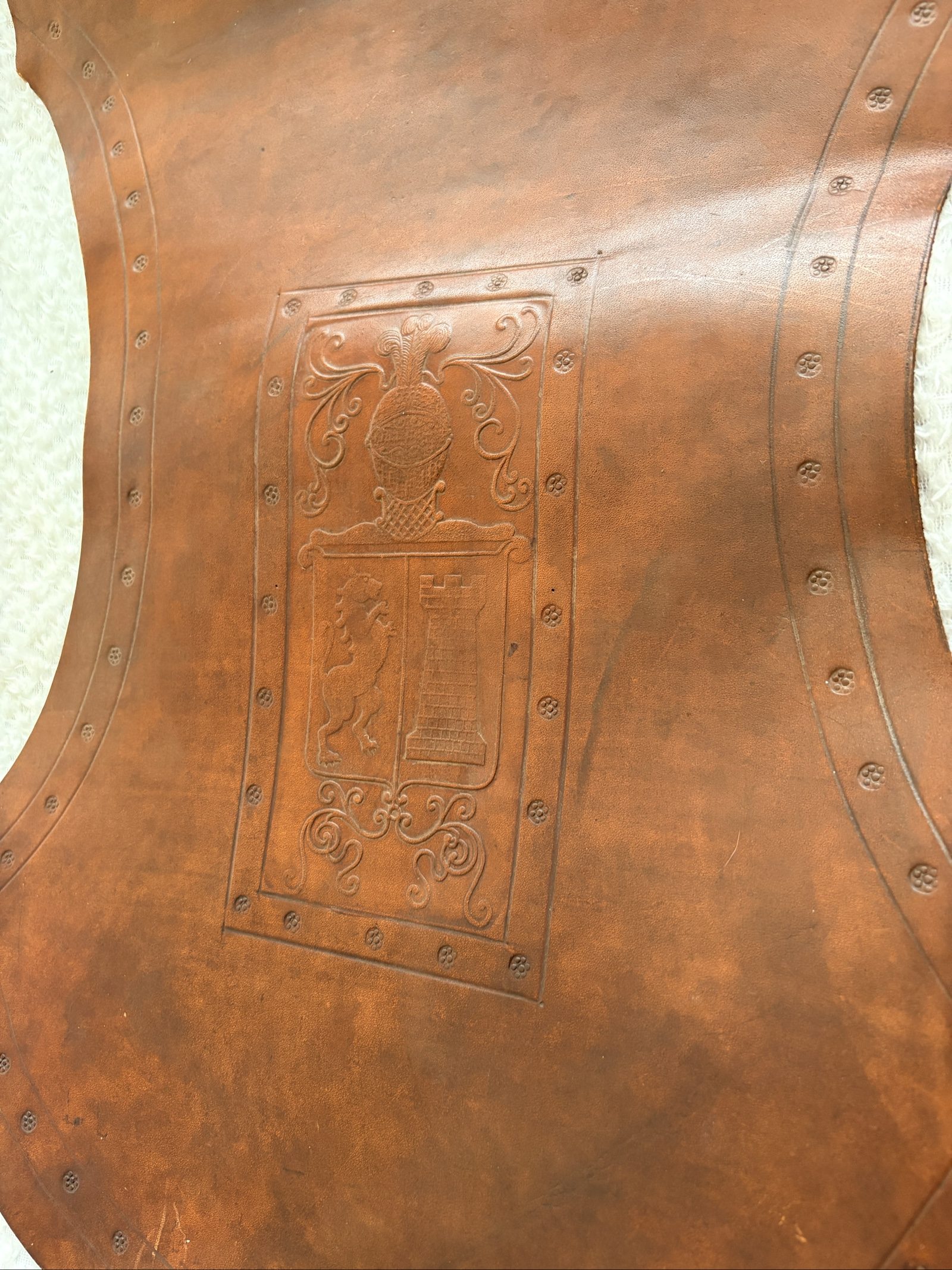 Vintage Brown Leather Heraldic Wall Hangings Set of 3 image 6