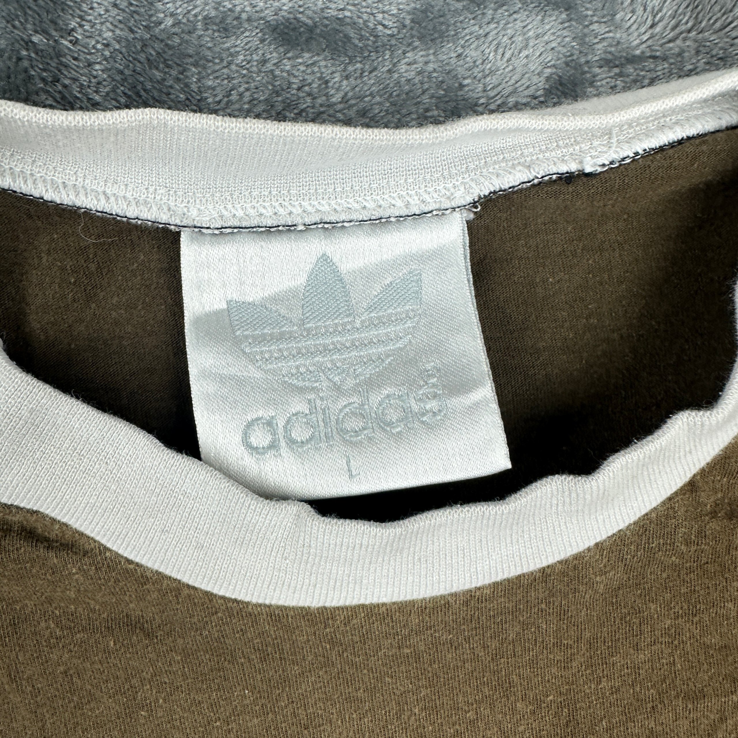 Adidas Originals 3-Stripe Ringer T-Shirt Olive Brown M image 3