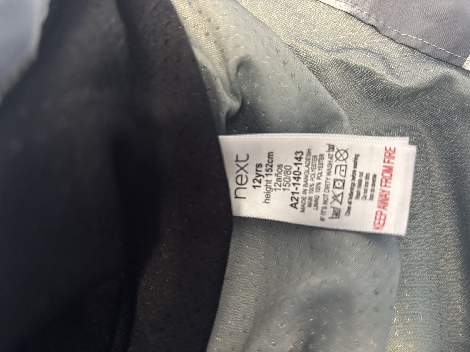 Next Grey & White Camo Waterproof Hooded Jacket 12 Years image 4