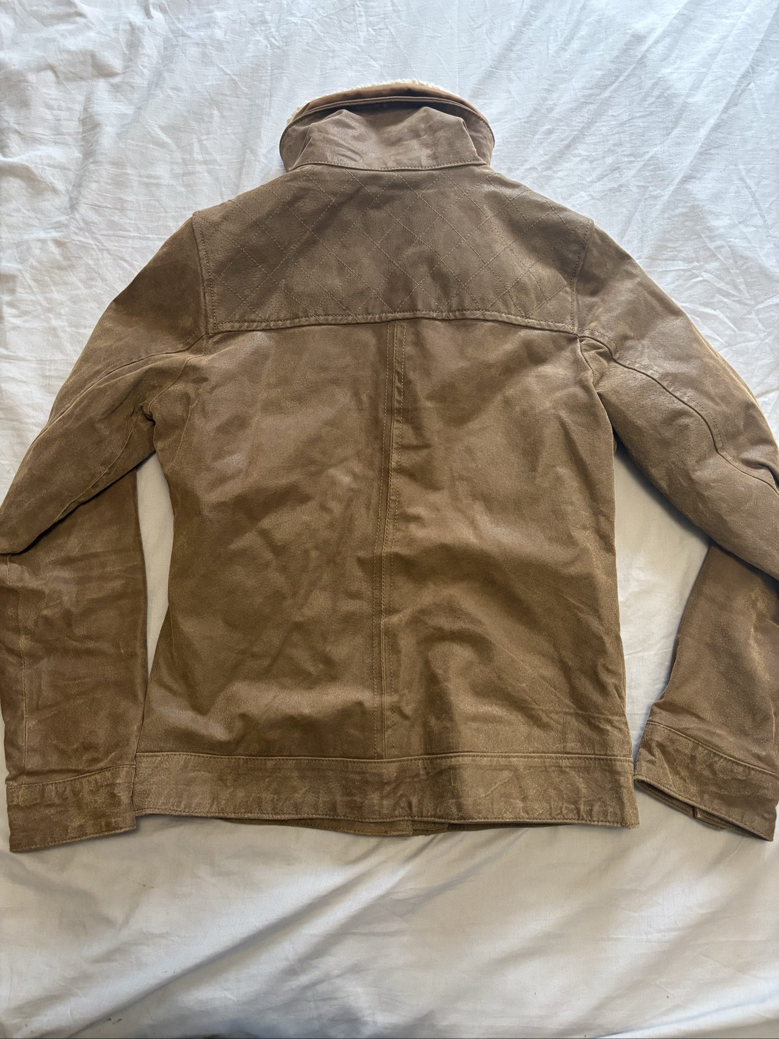 FatFace Brown Suede Jacket Size 10 Faux Shearling Collar image 4
