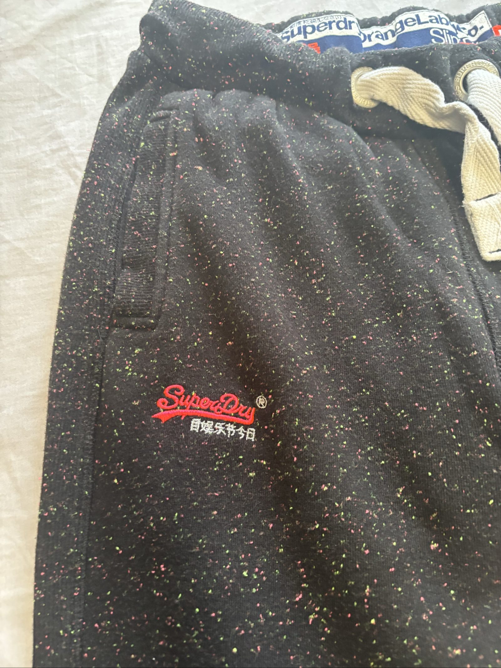 Superdry Black Slim Fit Speckled Sweatpants UK 12 image 2