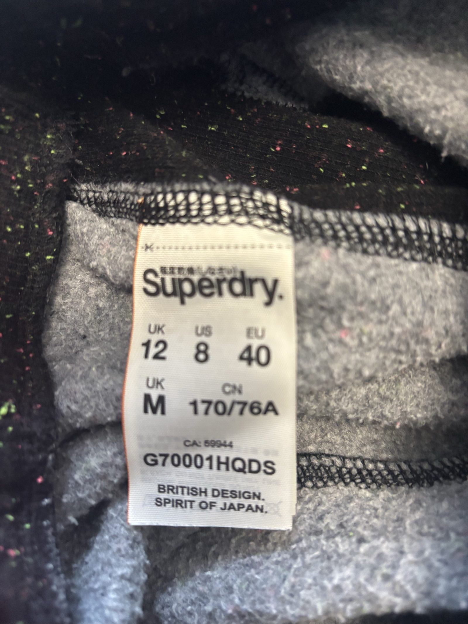 Superdry Black Slim Fit Speckled Sweatpants UK 12 image 4