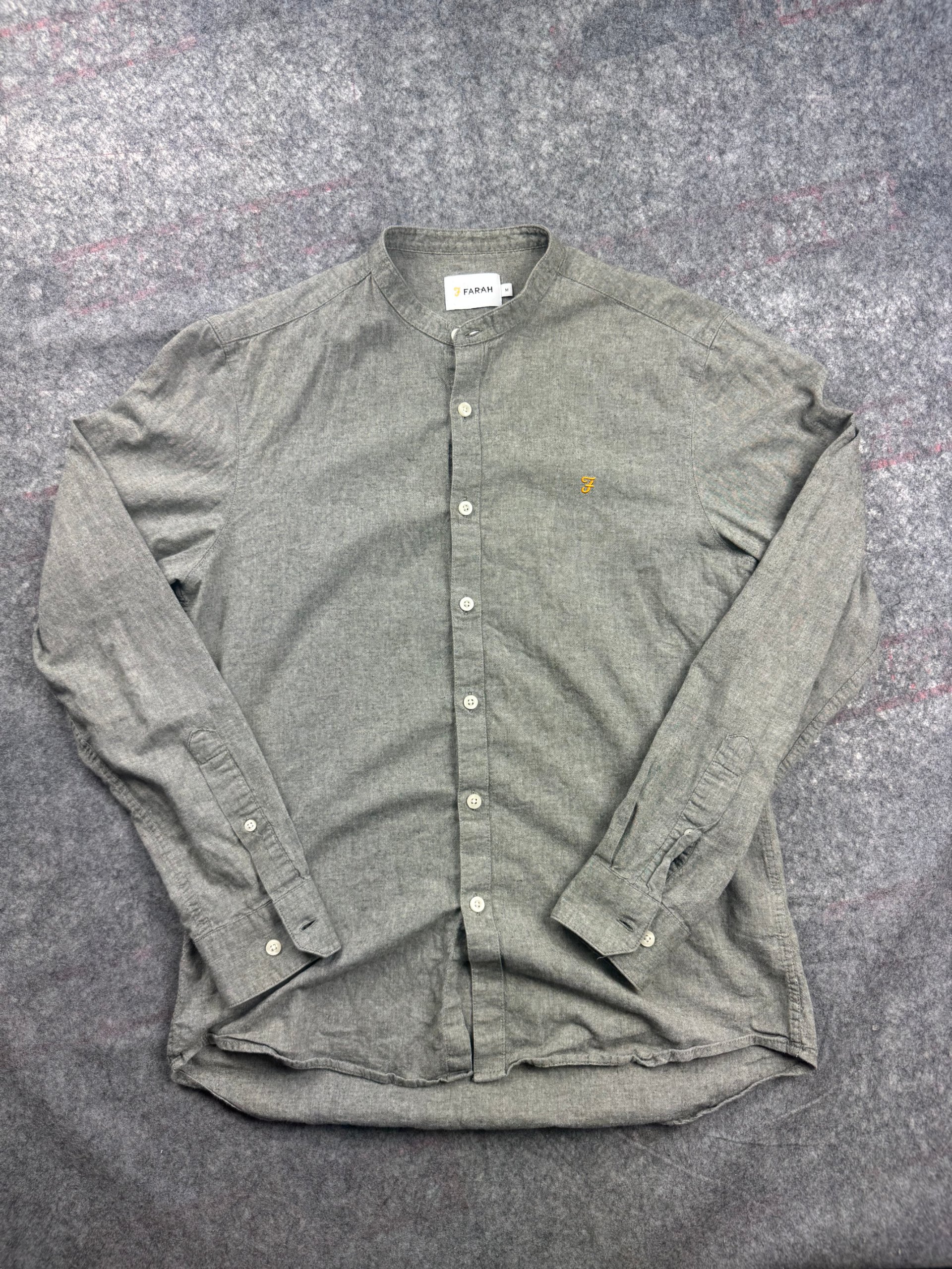 Farah Grey Mandarin Collar Slim Fit Shirt M