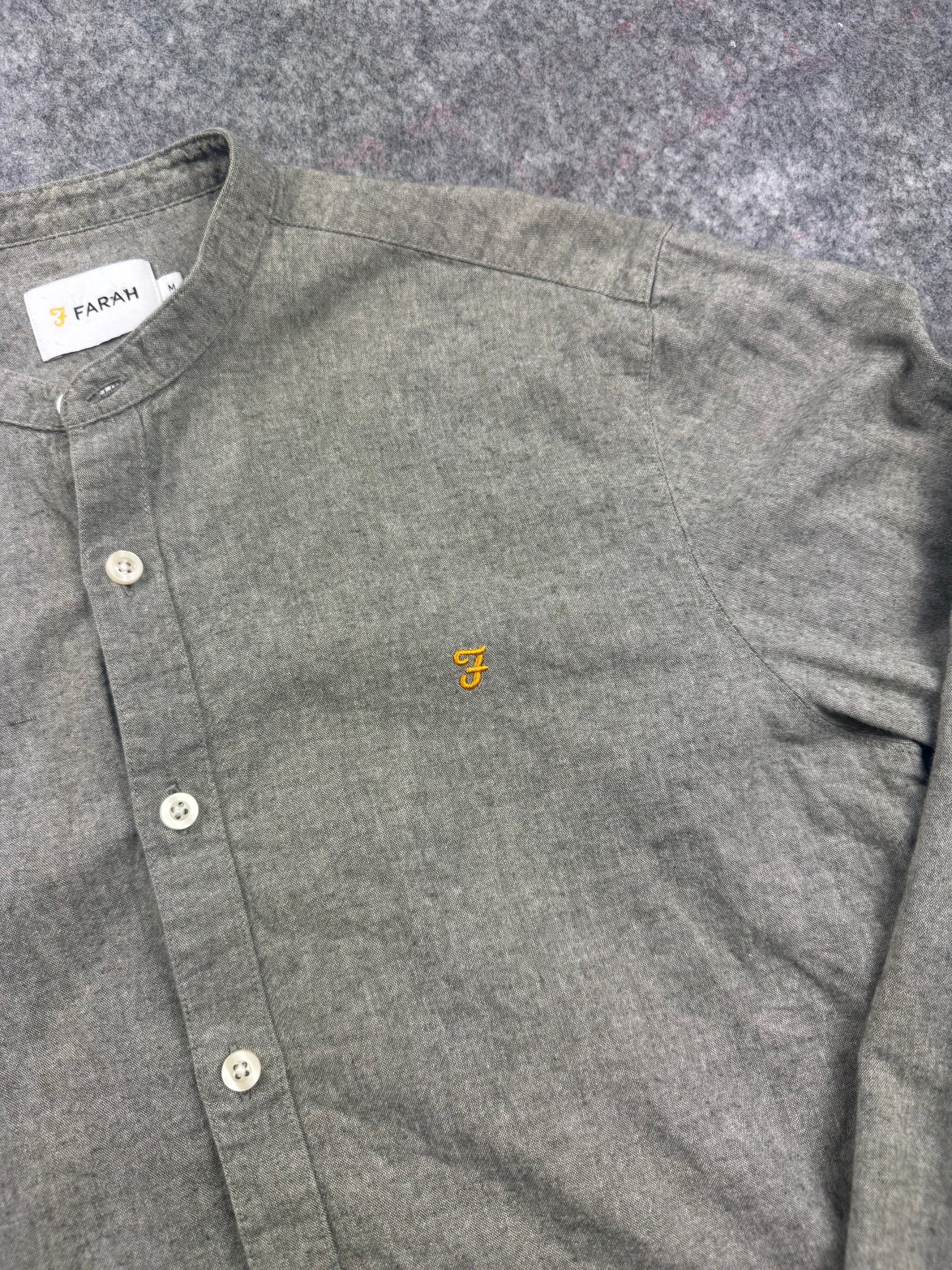Farah Grey Mandarin Collar Slim Fit Shirt M image 2
