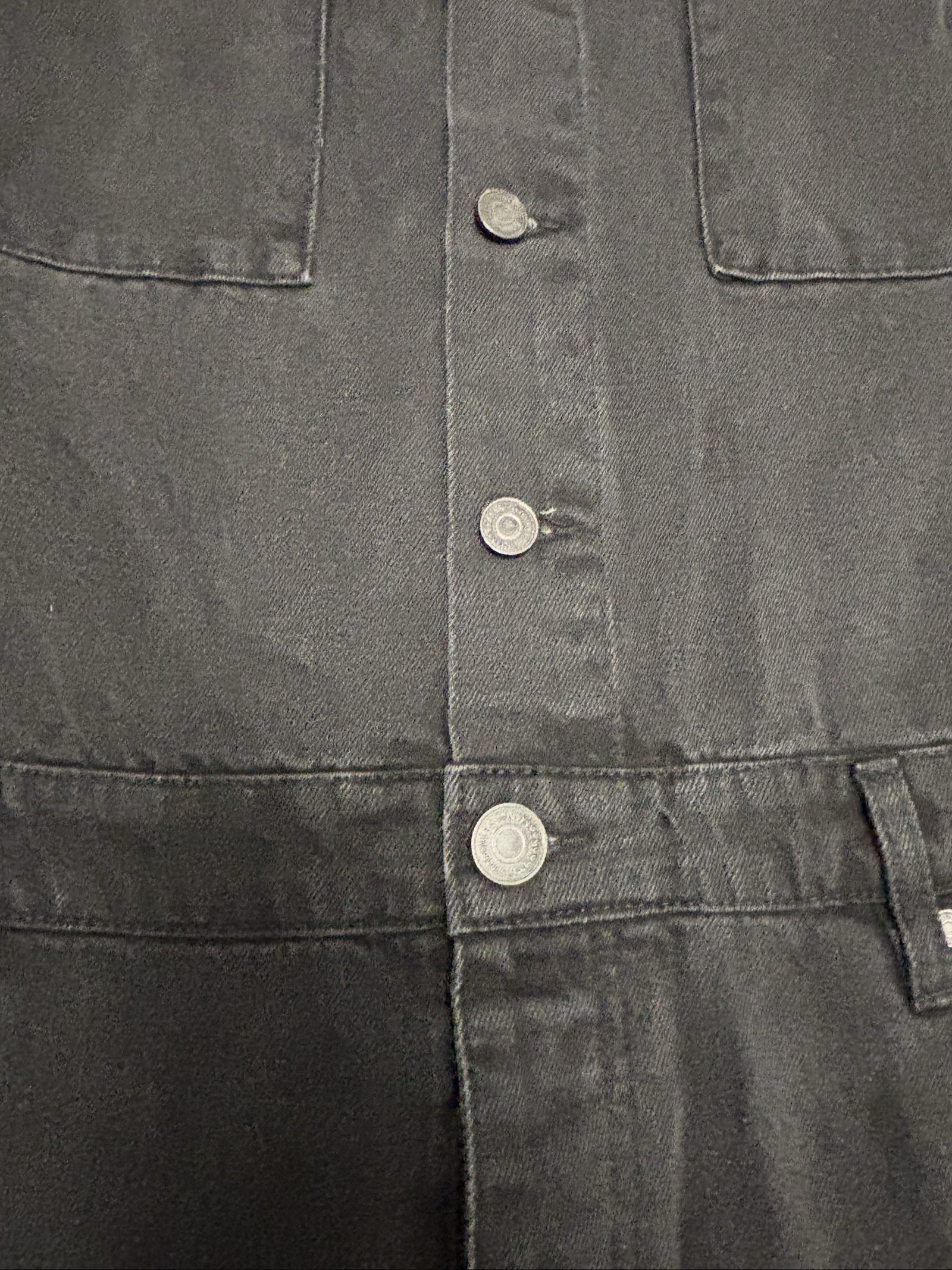 BoohooMAN Black Denim Jumpsuit XL Short Sleeve Button-Up image 3