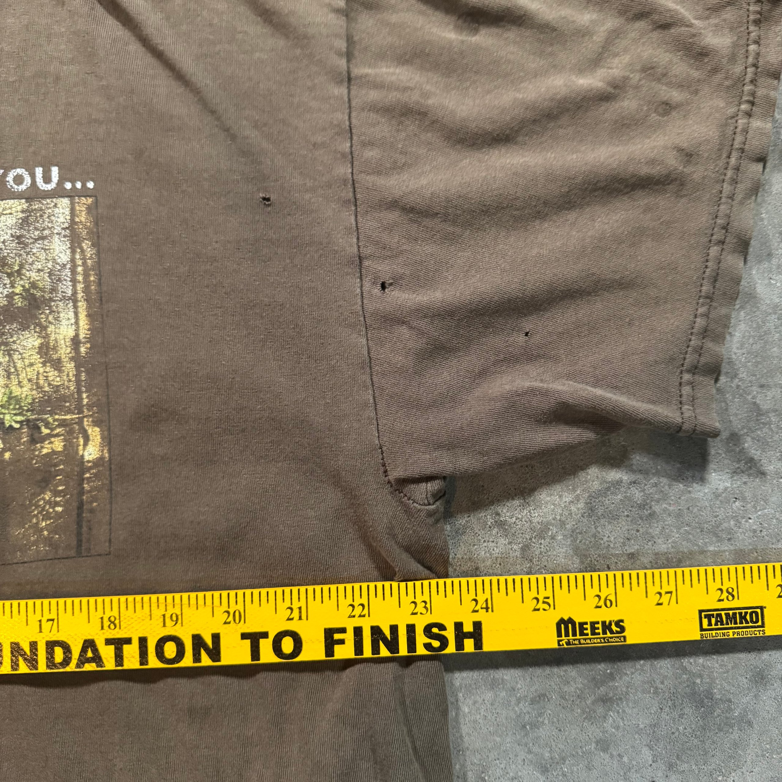 Vintage Brown Graphic Tee Distressed Holes Oversized Unisex Large Cotton image 5