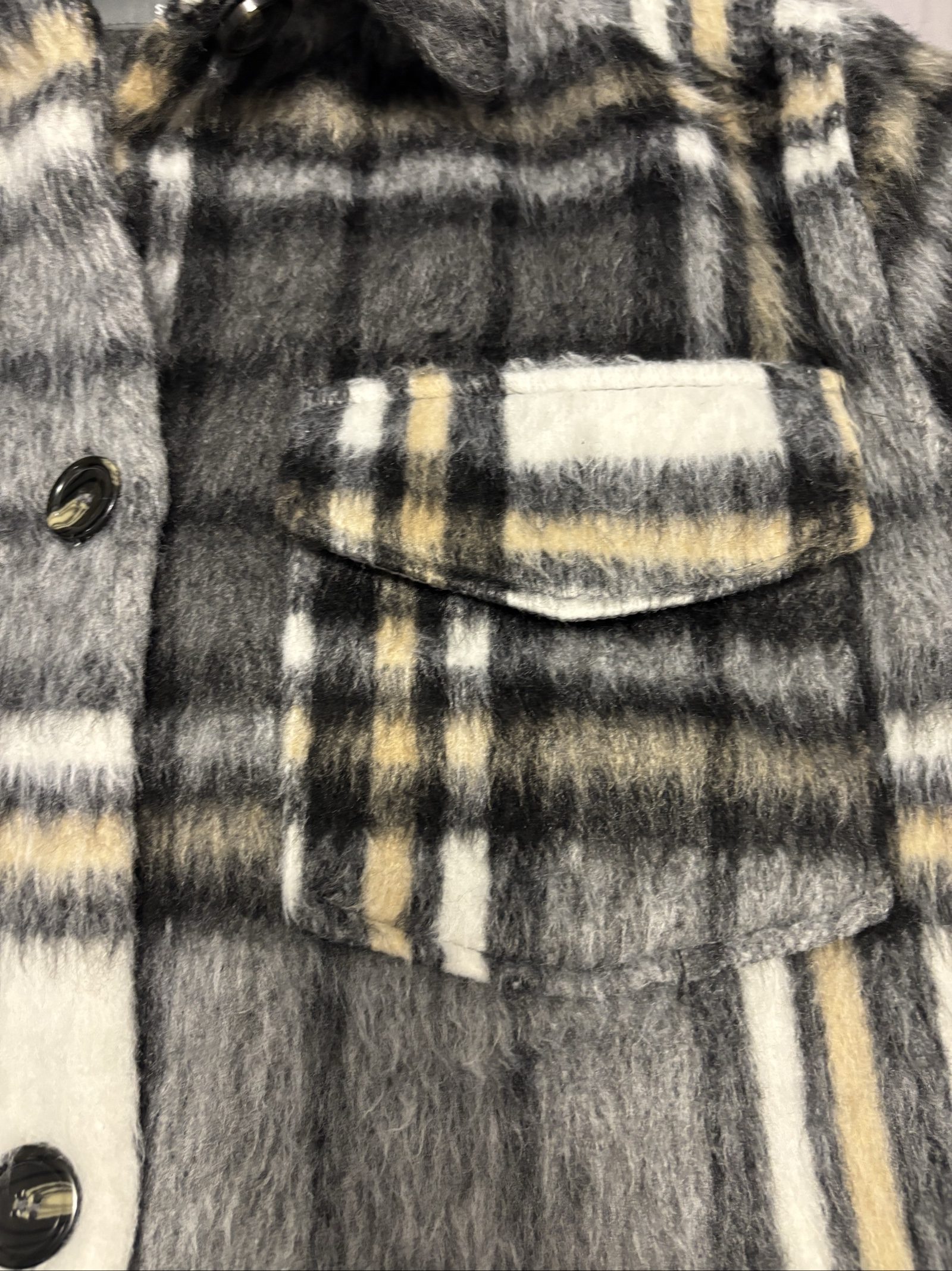 Papaya Women's Black, Grey & White Plaid Wool Blend Coat Size 16 image 5