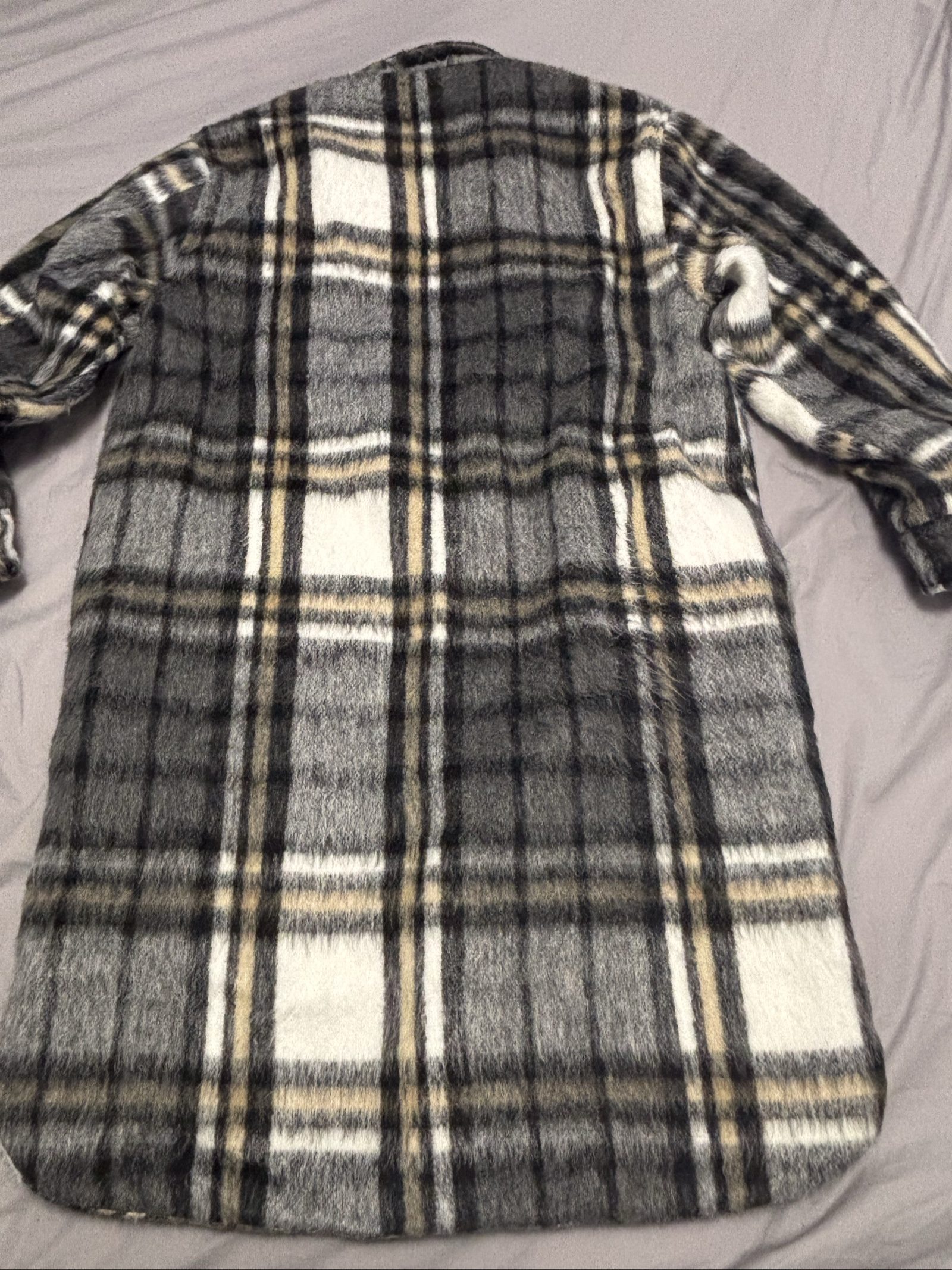 Papaya Women's Black, Grey & White Plaid Wool Blend Coat Size 16 image 7
