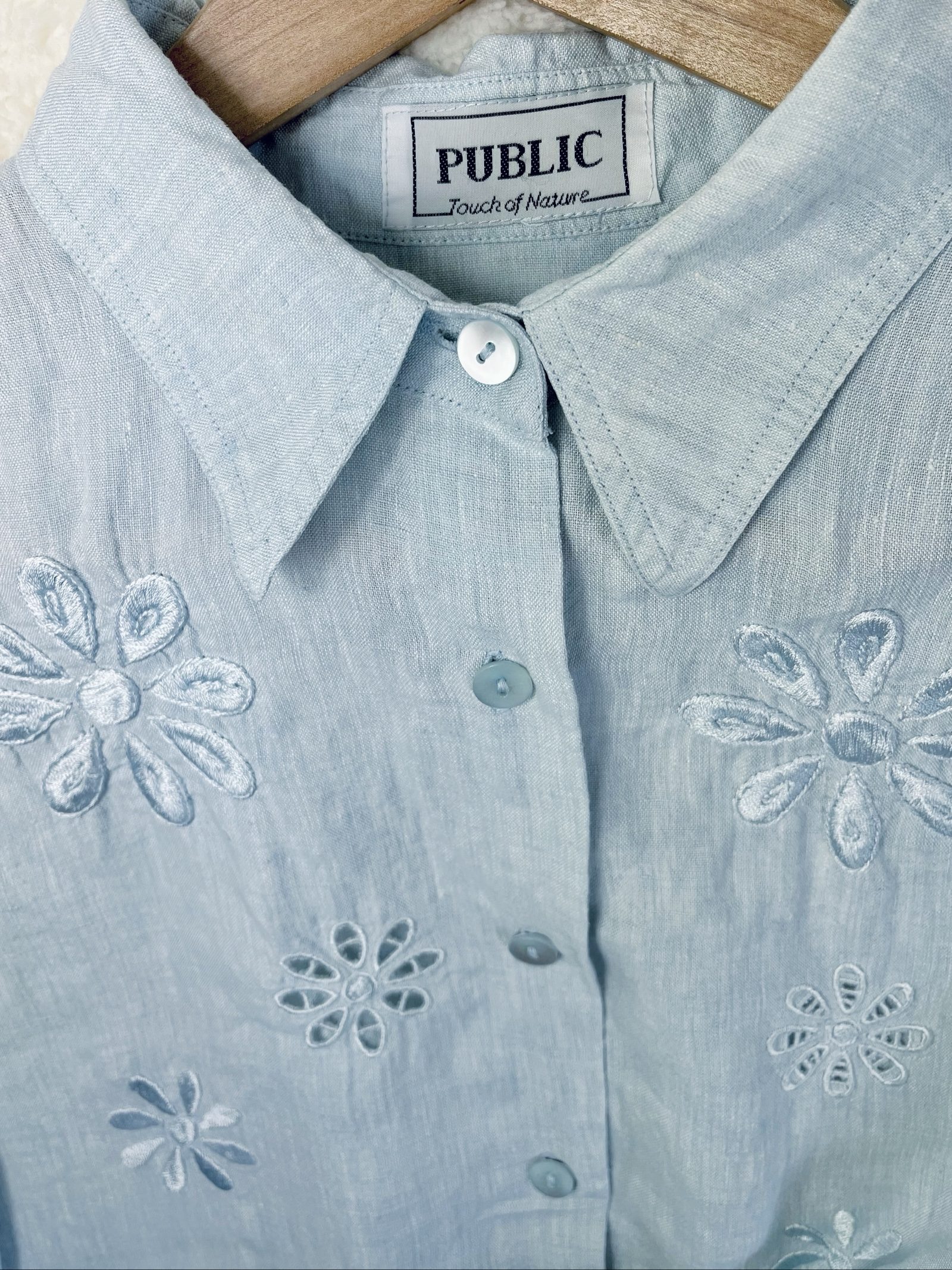 Vintage oversized 100% Linen shirt Embroidery Leinenhemd retro cottagecore large image 4