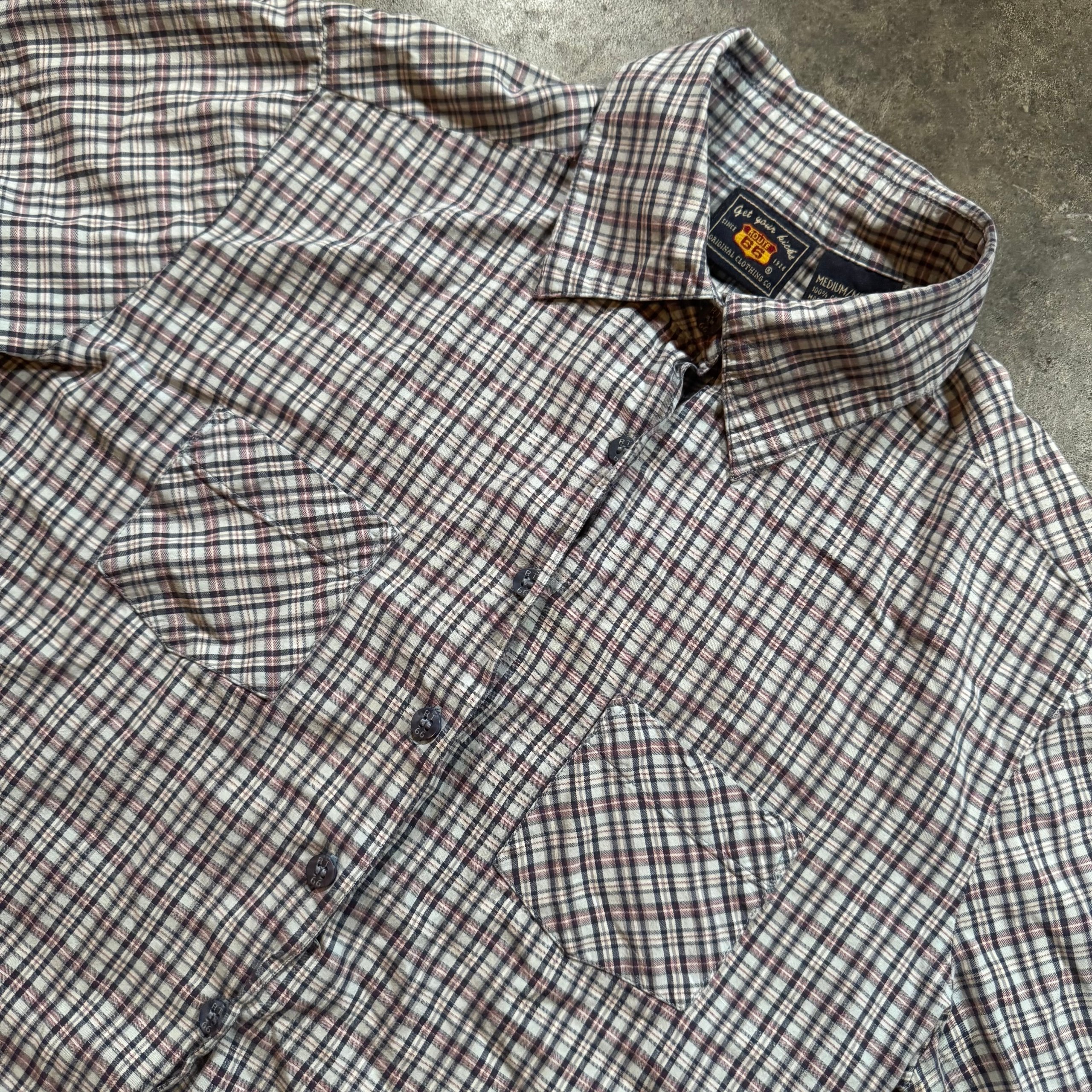 Route 66 Womens White & Purple Plaid Cotton Shirt Medium