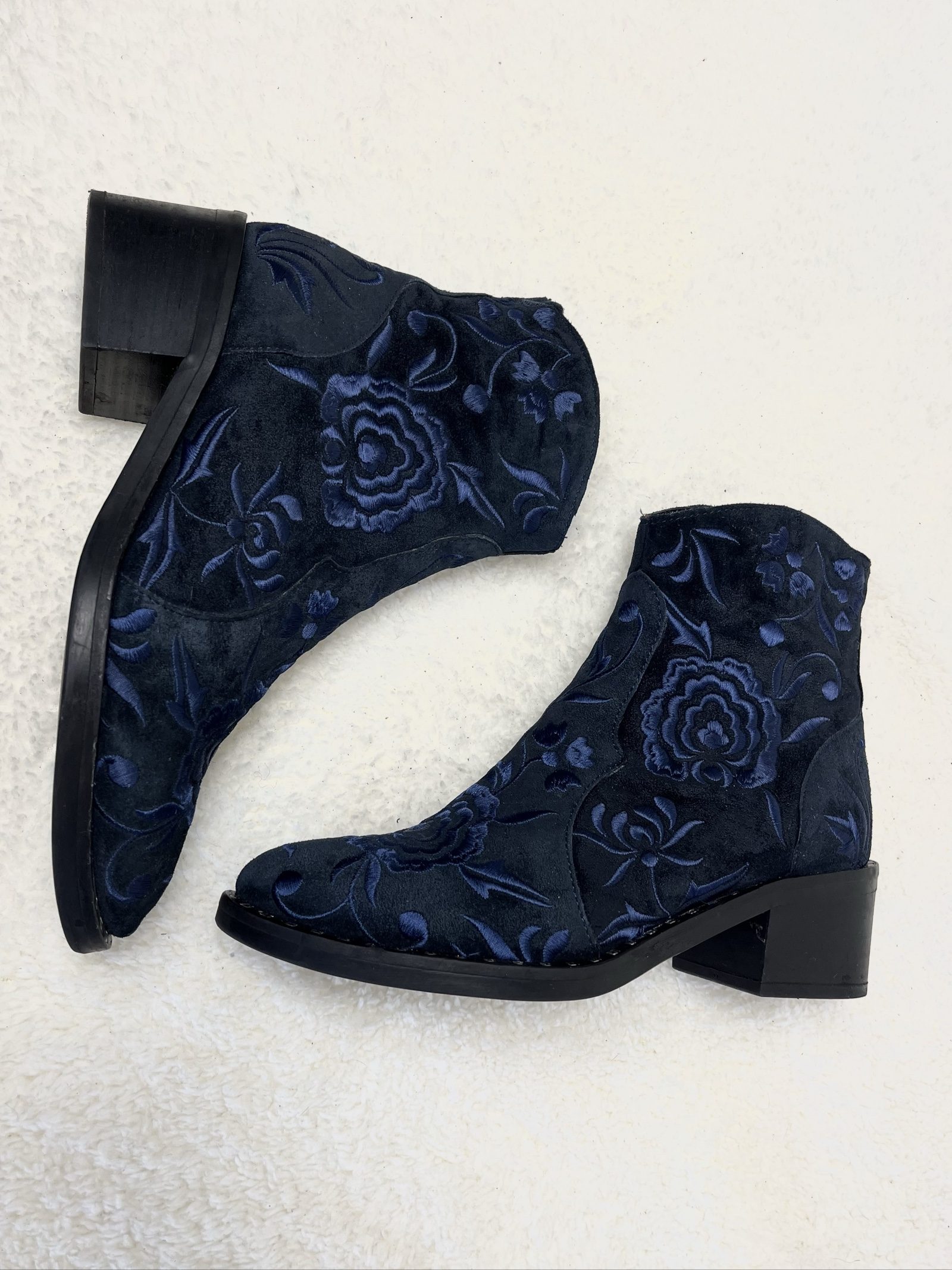 Lavorazione Artigiana embroidered suede western boots Echtleder Biker navy 36