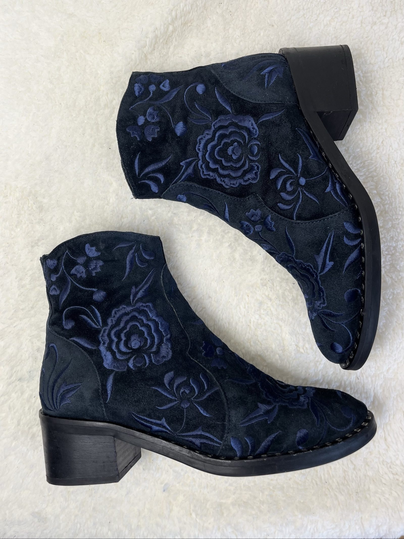 Lavorazione Artigiana embroidered suede western boots Echtleder Biker navy 36 image 2