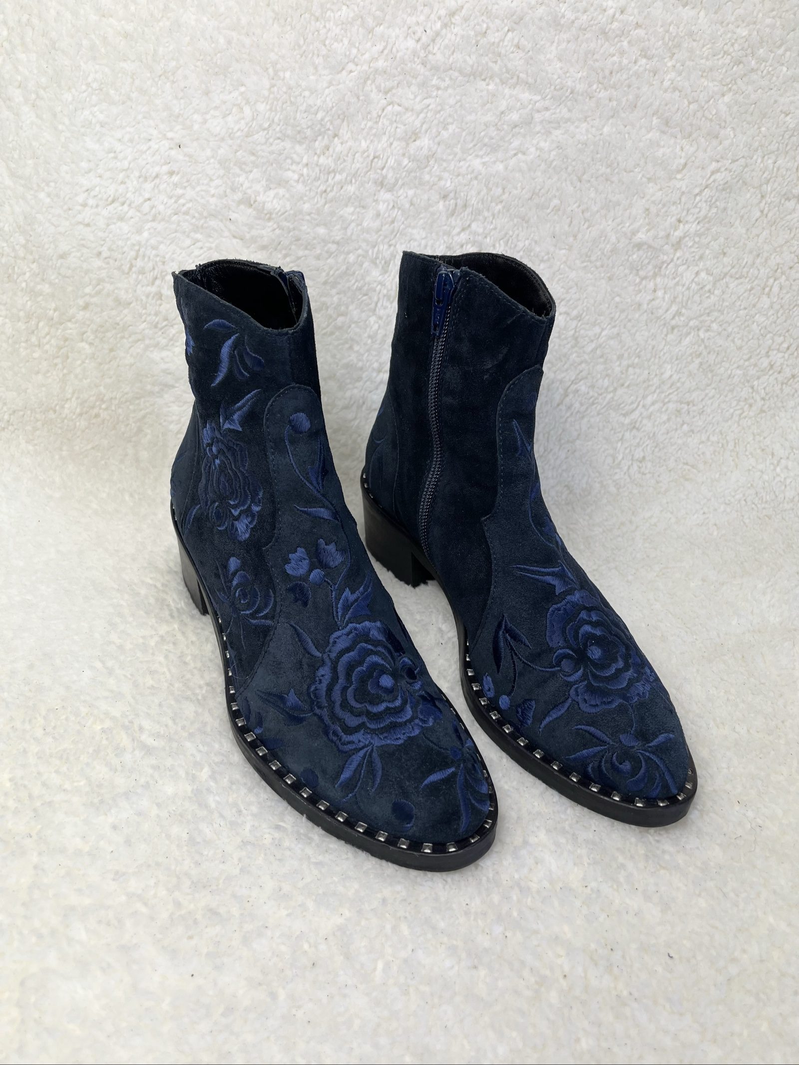 Lavorazione Artigiana embroidered suede western boots Echtleder Biker navy 36 image 4