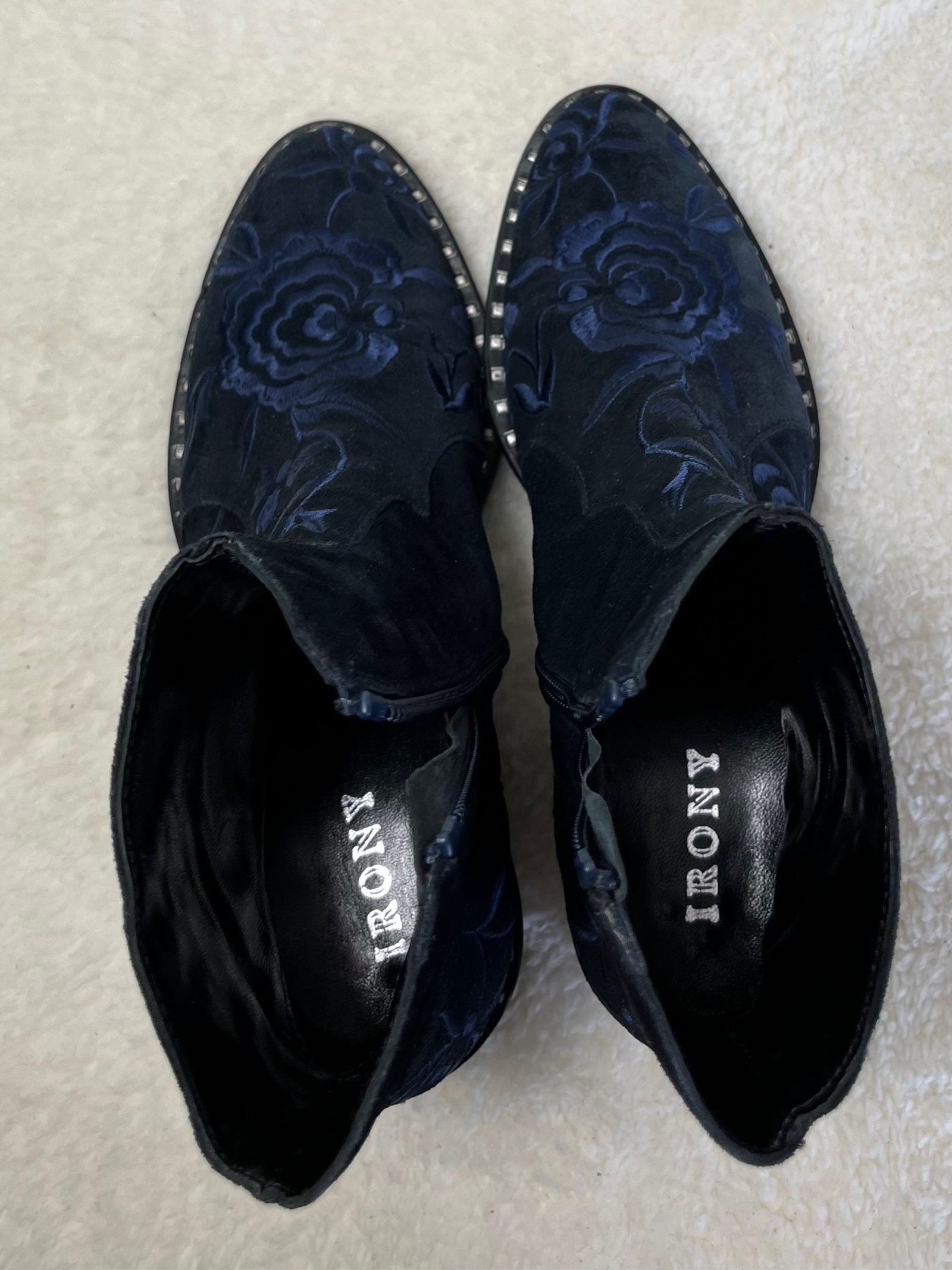 Lavorazione Artigiana embroidered suede western boots Echtleder Biker navy 36 image 8