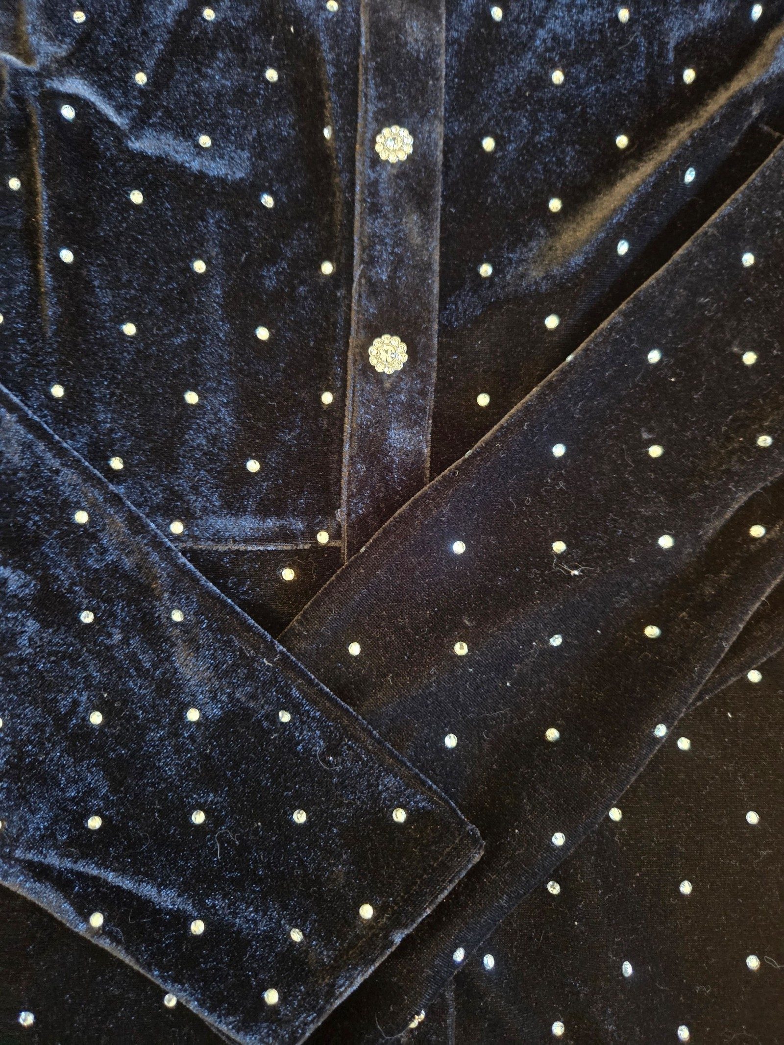 Zara Women's Black Velvet Rhinestone Polka Dot Dress Medium image 3